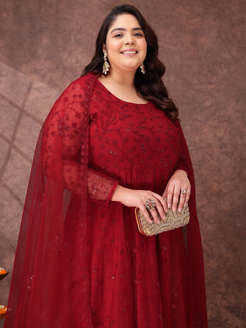 Women Floral Embroidered Thread Work Kurta with Palazzos & Dupatta - ID