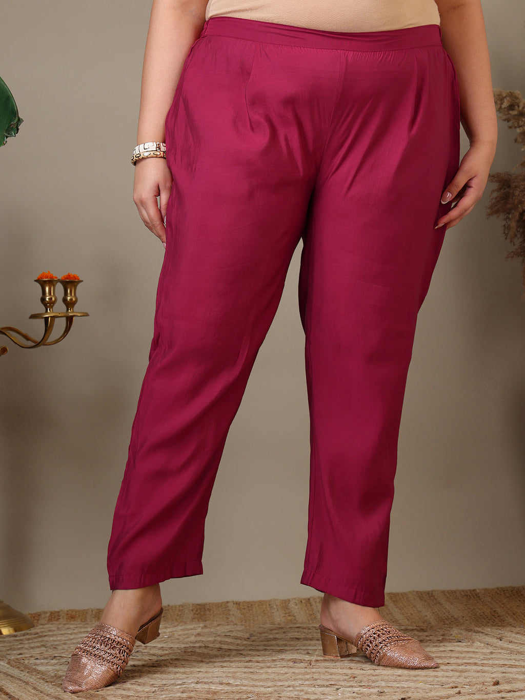 Women Plus Size Floral Embroidered A-Line Kurta with Trousers & Dupatta - ID