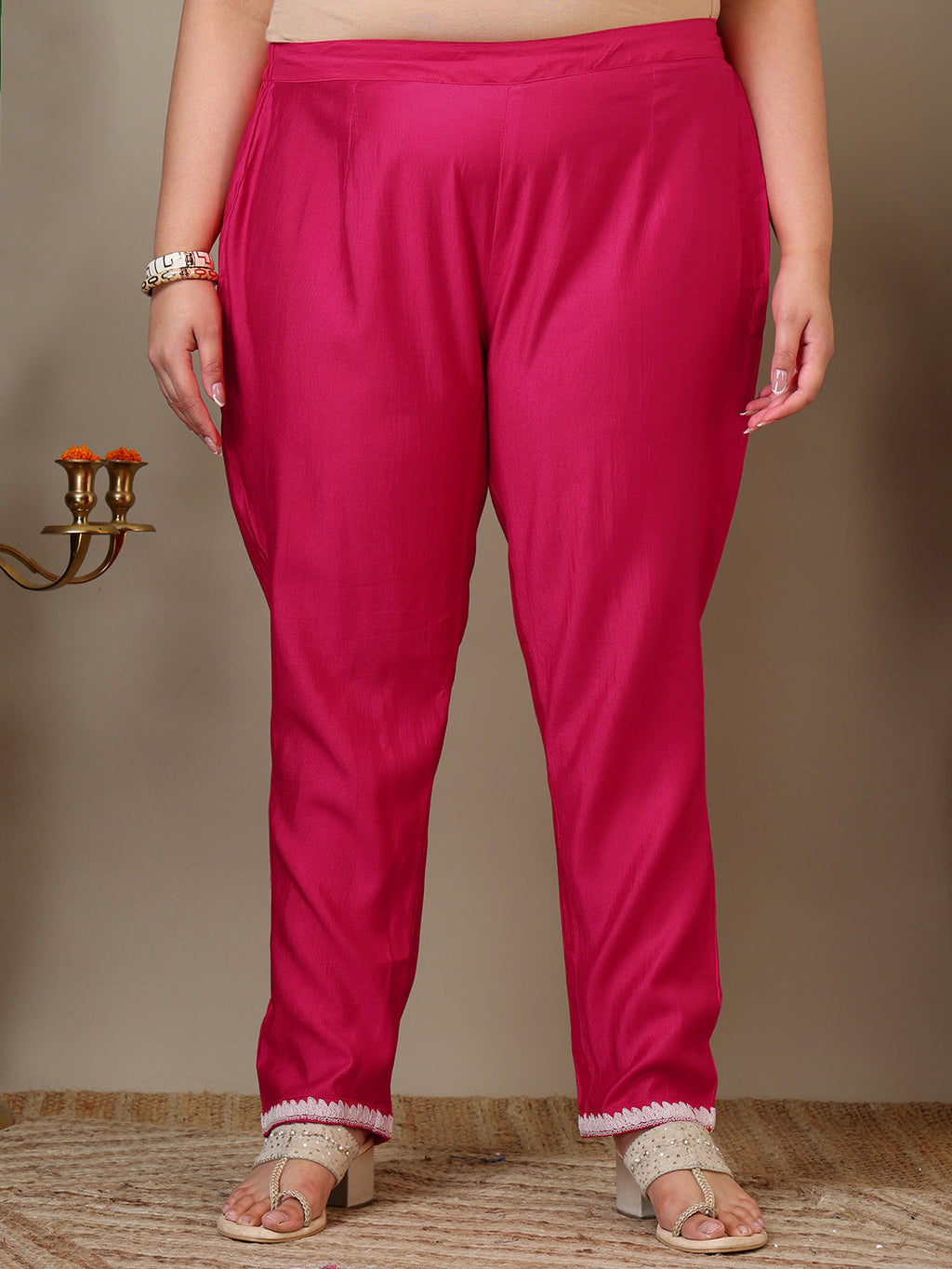 Women Plus Size Floral Embroidered Thread Work Kurta with Trousers & Dupatta - ID