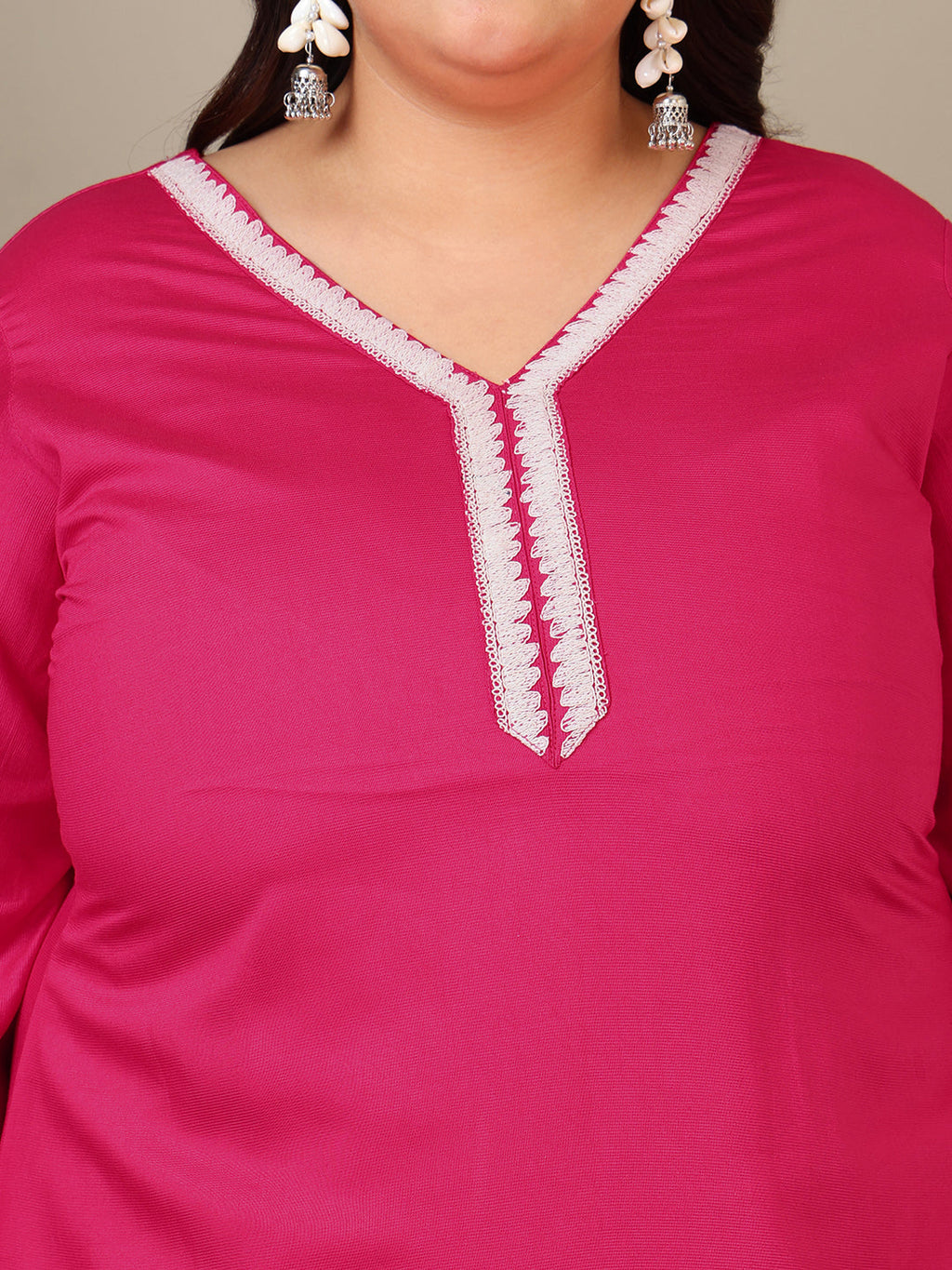 Women Plus Size Floral Embroidered Thread Work Kurta with Trousers & Dupatta - ID