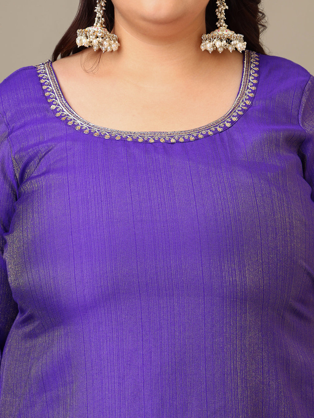 Women Plus Size Ethnic Motifs Embroidered Kurta with Sharara & Dupatta - ID