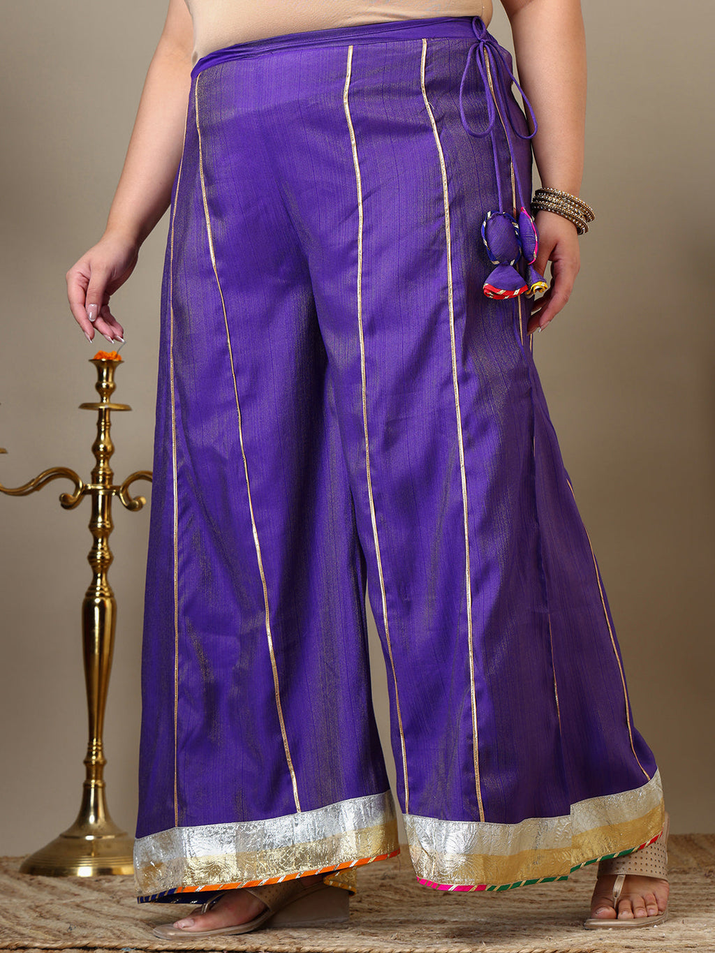 Women Plus Size Ethnic Motifs Embroidered Kurta with Sharara & Dupatta - ID