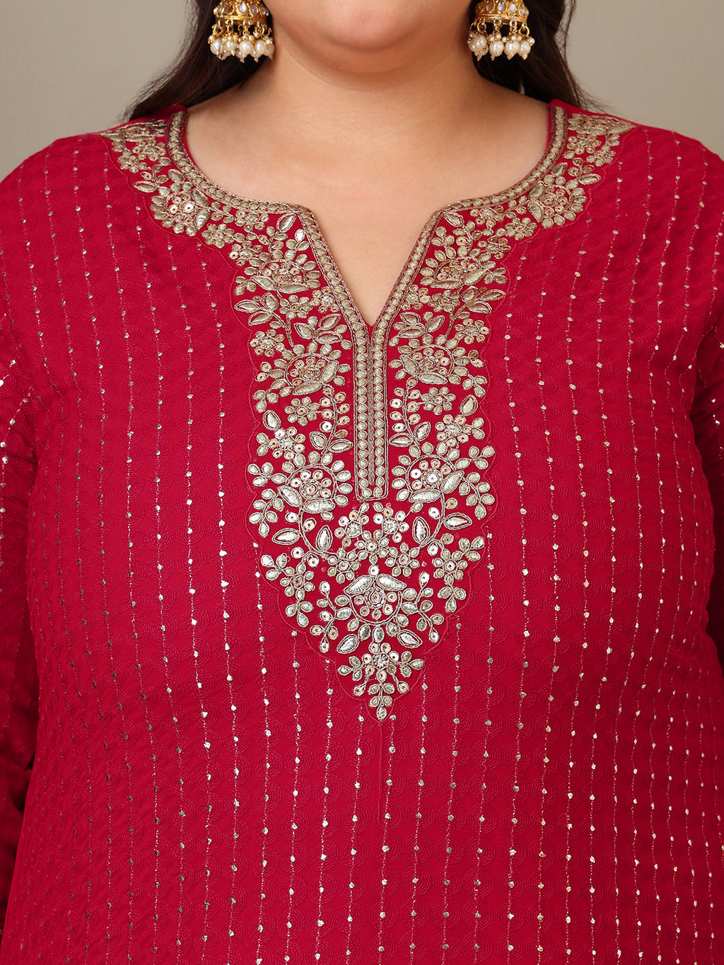 Women Ethnic Motifs Embroidered Regular Kurta with Sharara & With Dupatta - ID