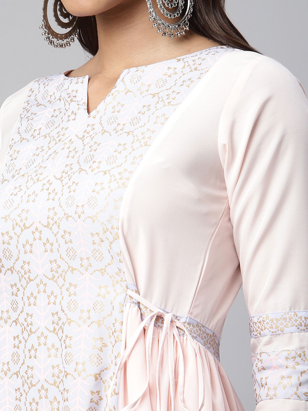 Pink Khari Print Layered Dress