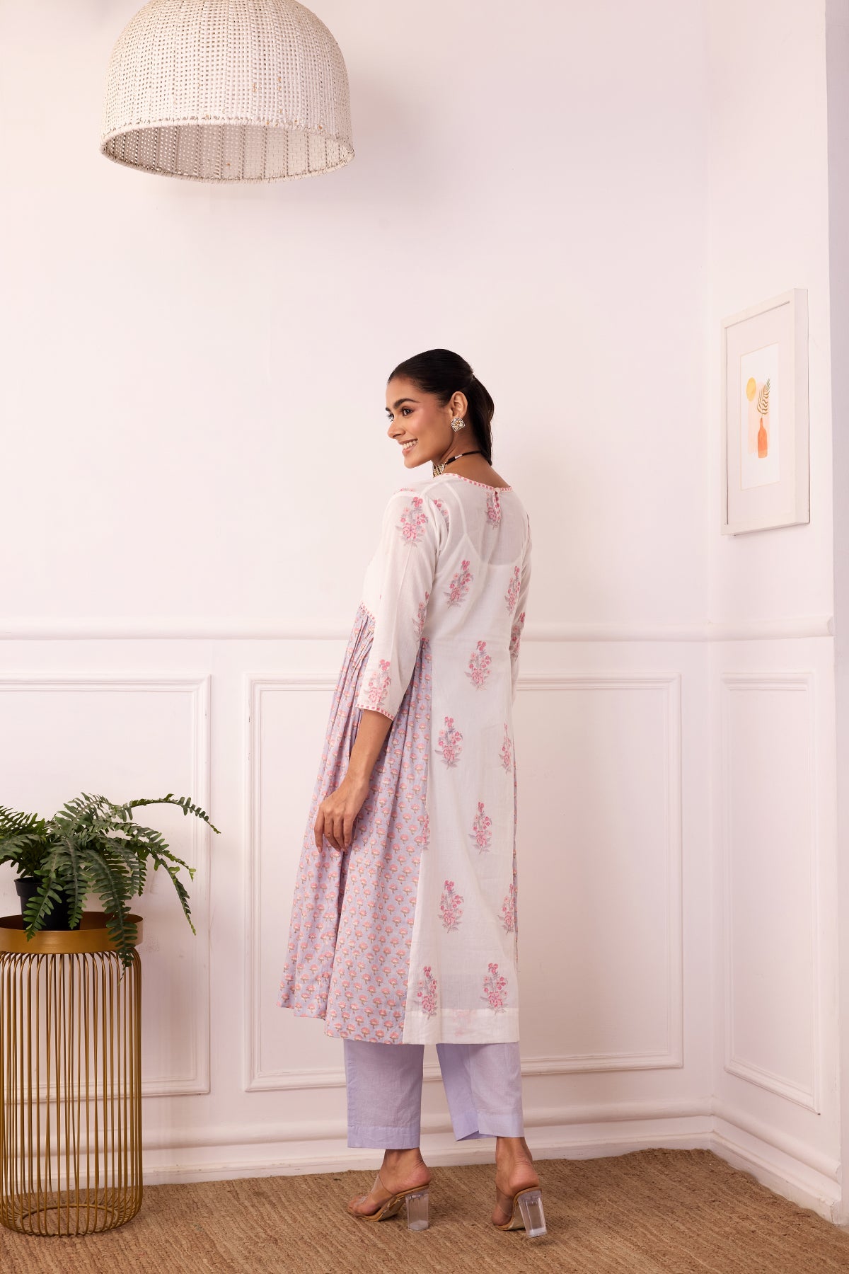Ambarsariya White & Purple A-Line Suit Set of 3-FL