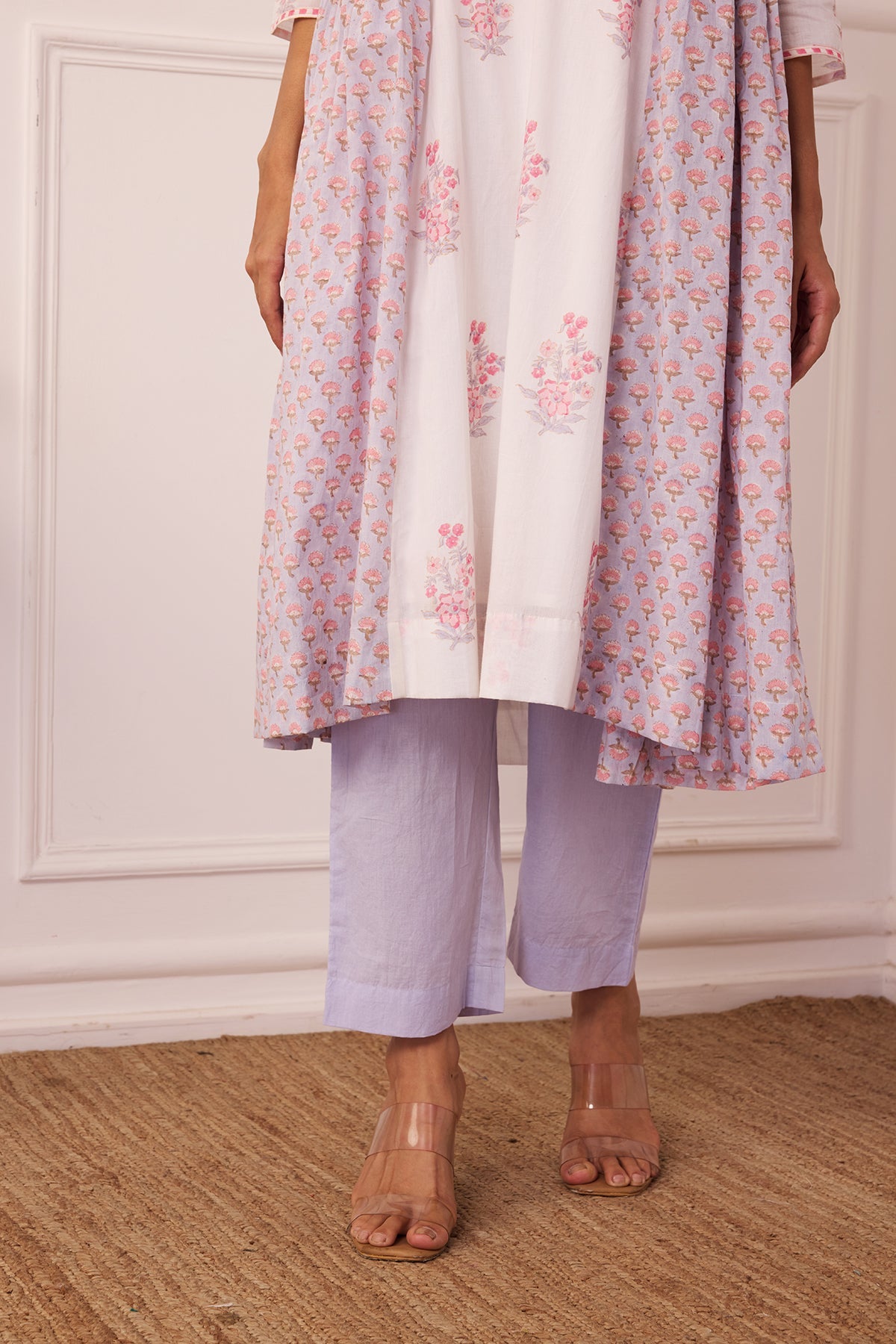 Ambarsariya White & Purple A-Line Suit Set of 3-FL