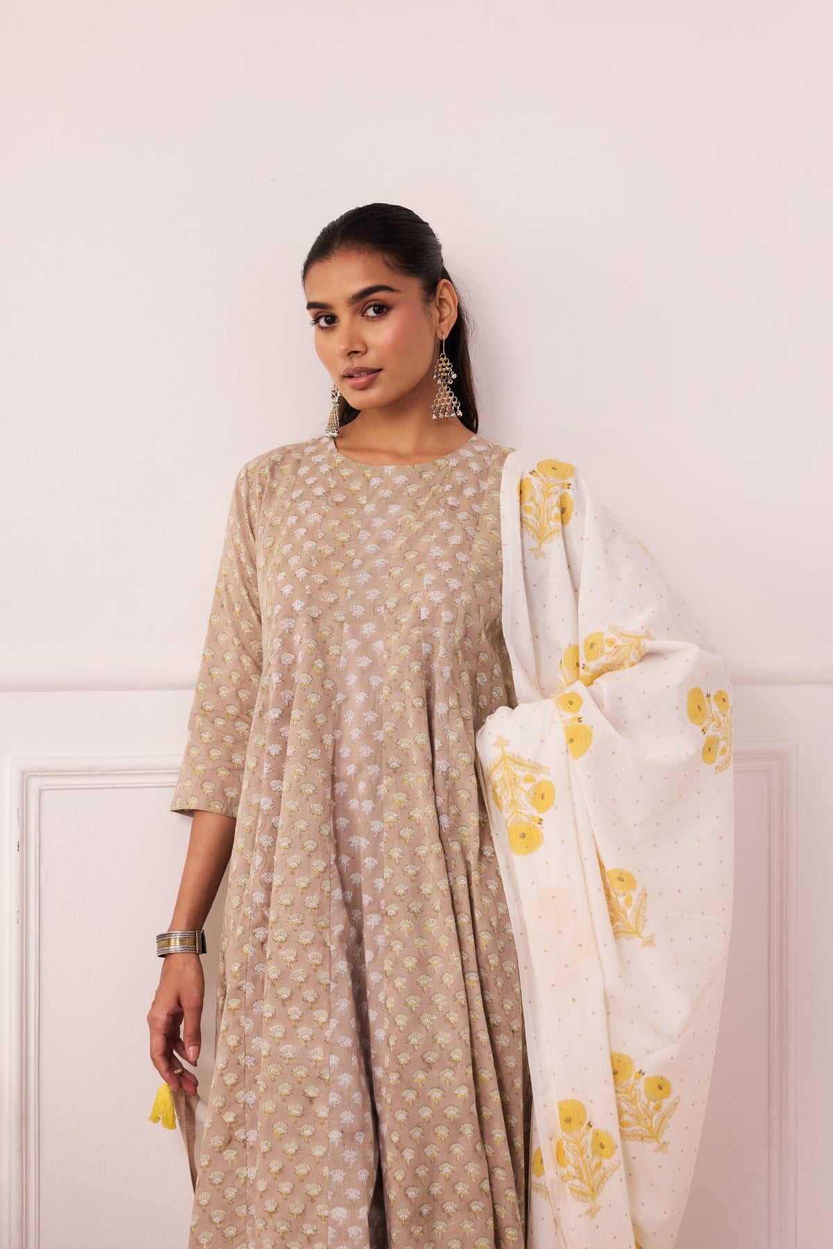 Ambarsariya Brown Anarkali Suit Set of 3-FL