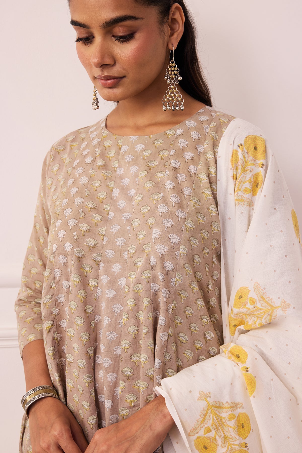 Ambarsariya Brown Anarkali Suit Set of 3-FL