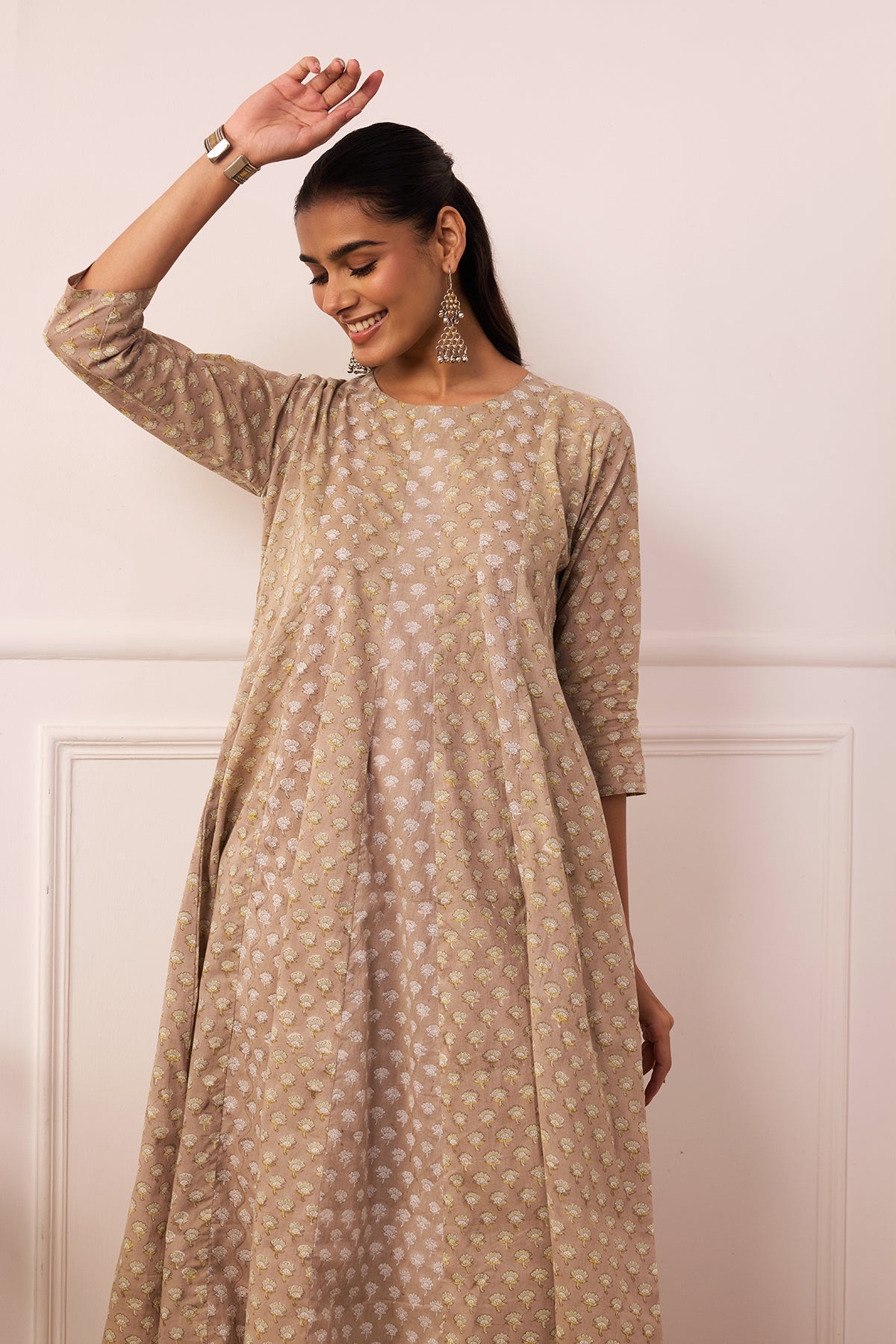 Ambarsariya Brown Anarkali Suit Set of 3-FL