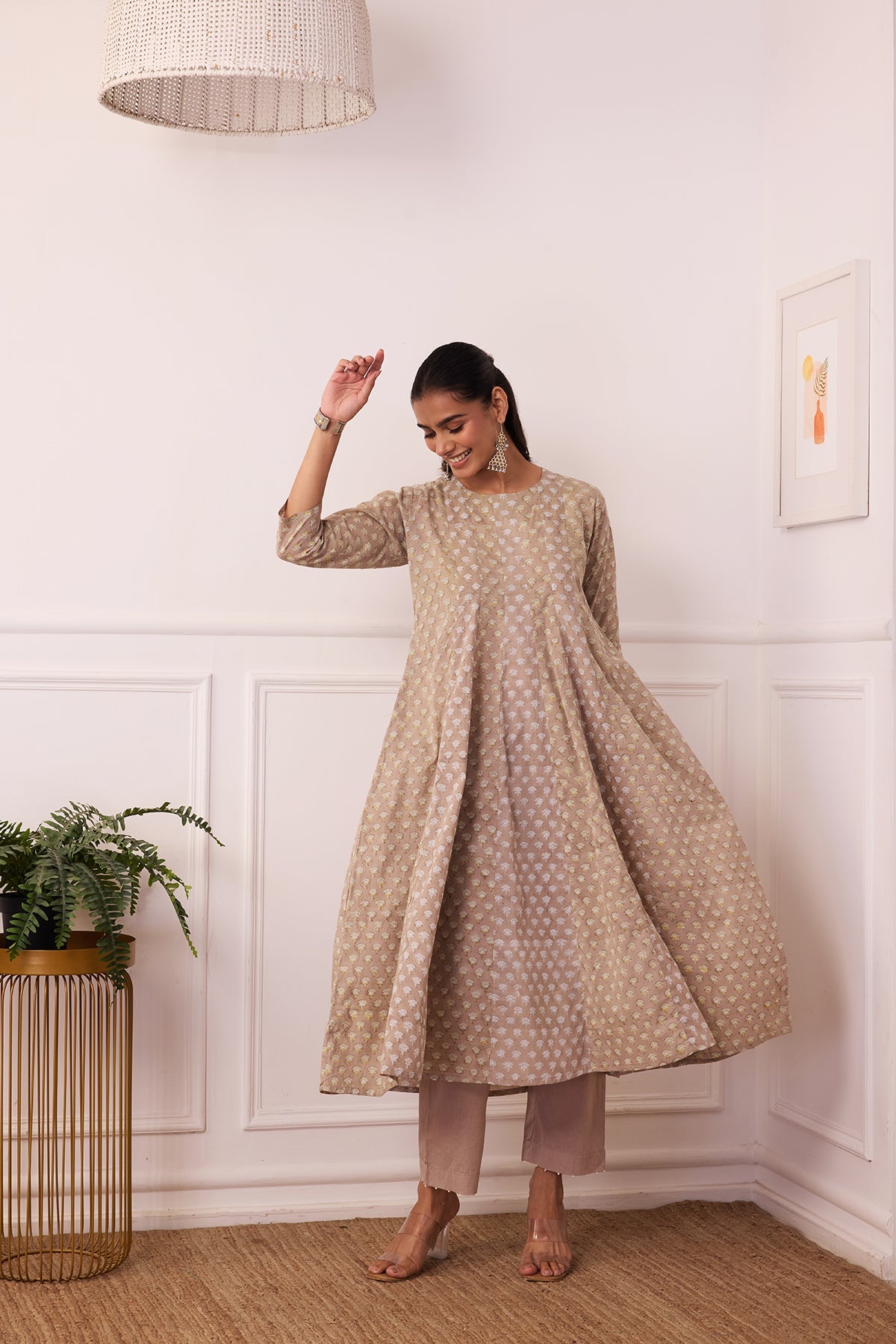 Ambarsariya Brown Anarkali Suit Set of 3-FL
