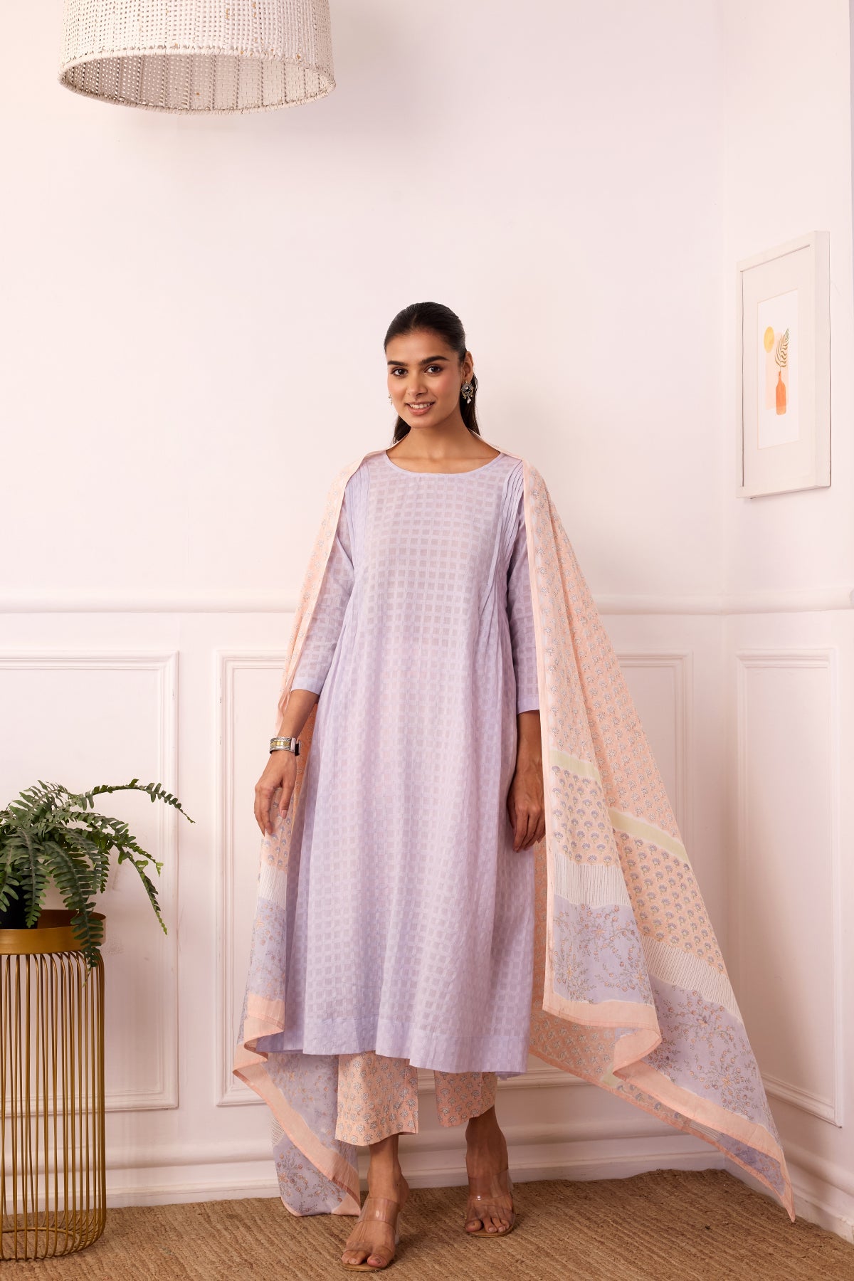 Ambarsariya Lilac A-Line Suit Set of 3-FL