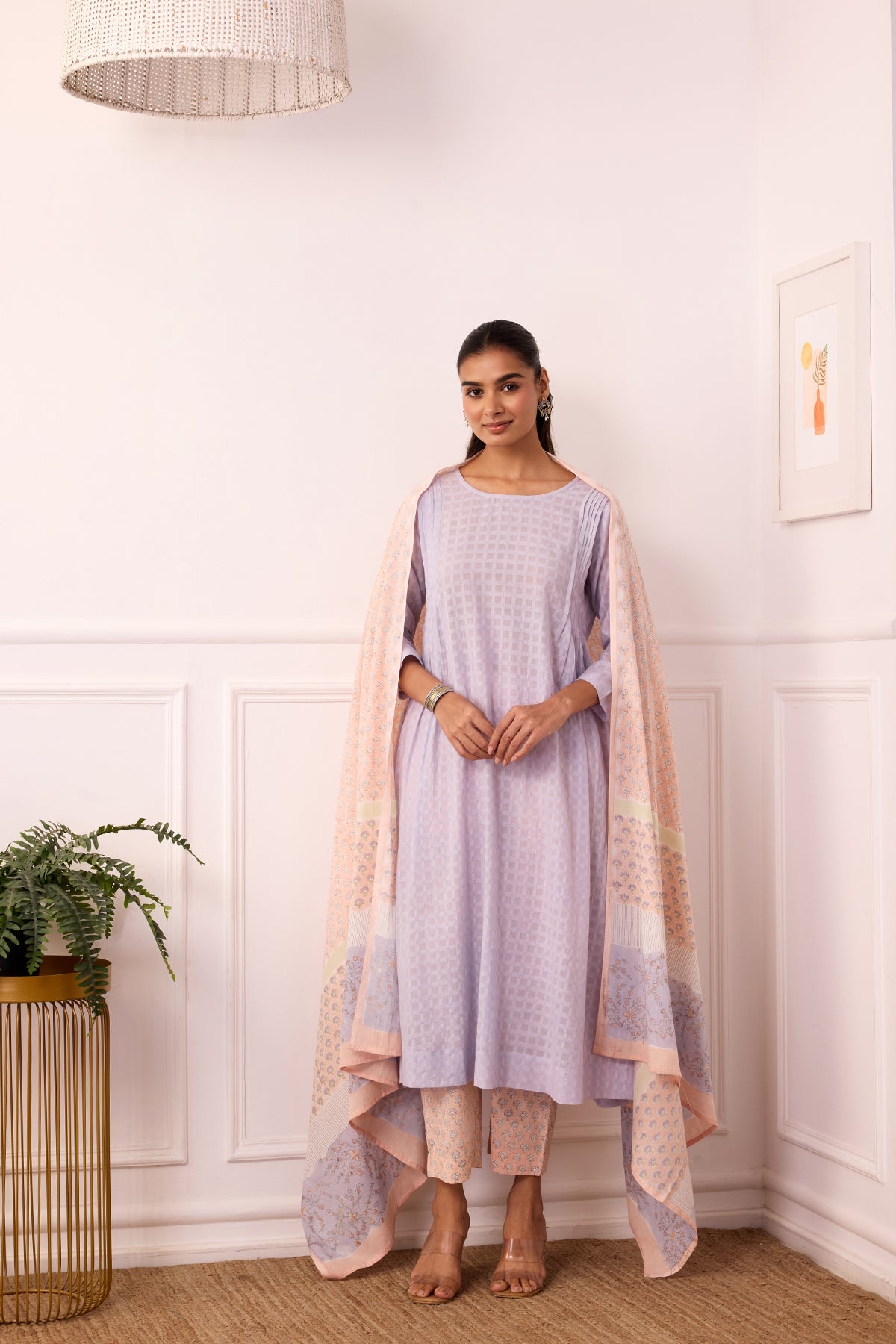 Ambarsariya Lilac A-Line Suit Set of 3-FL