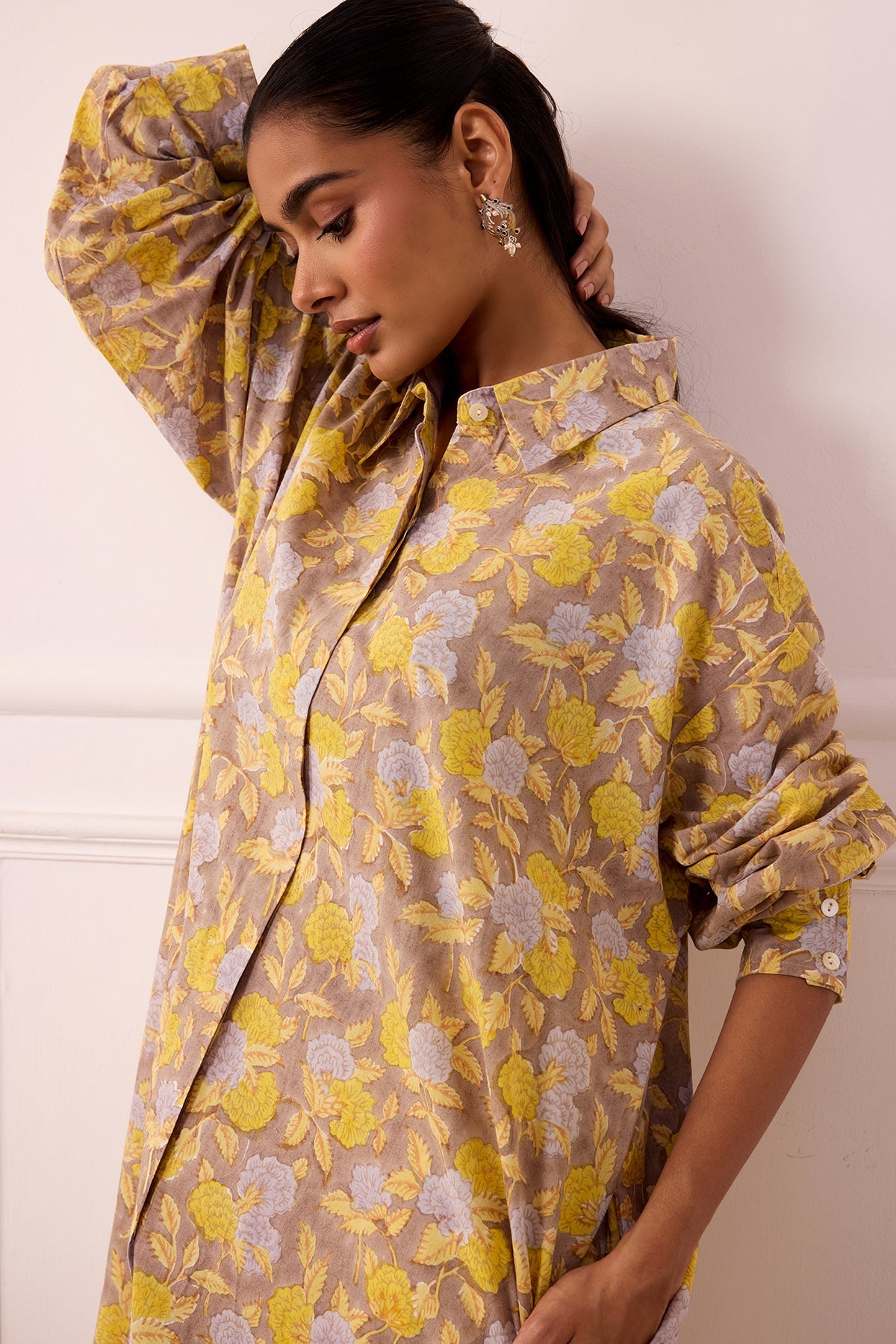 Ambarsariya Brown Long Shirt & Pant Set of 2-FL