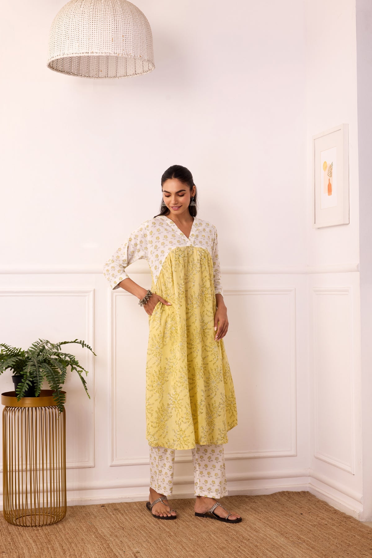 Ambarsariya Yellow Kurta & Pant Set of 2-FL