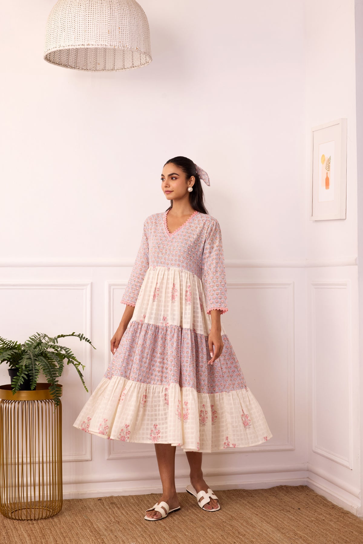Ambarsariya Peach Tier Dress-FL