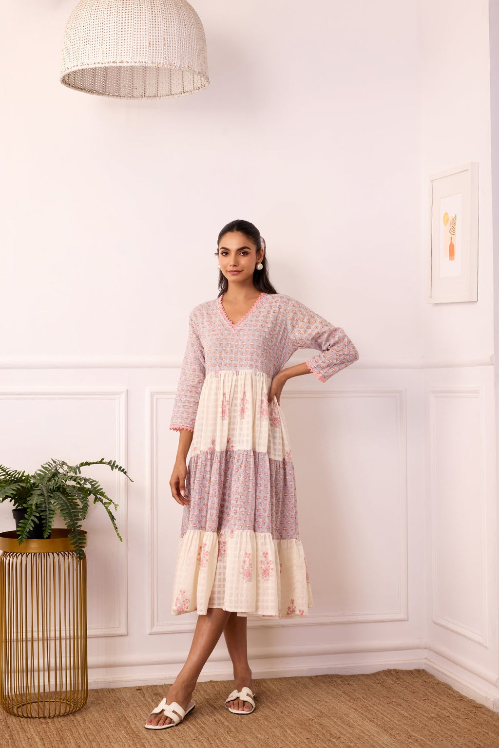 Ambarsariya Peach Tier Dress-FL