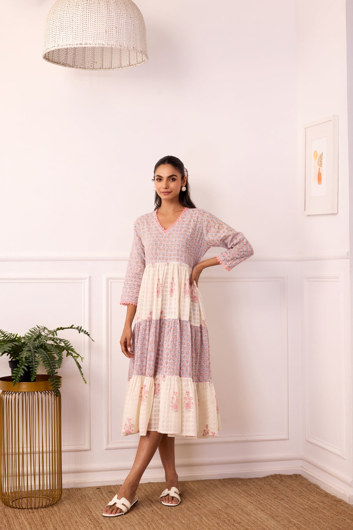 Ambarsariya Peach Tier Dress-FL