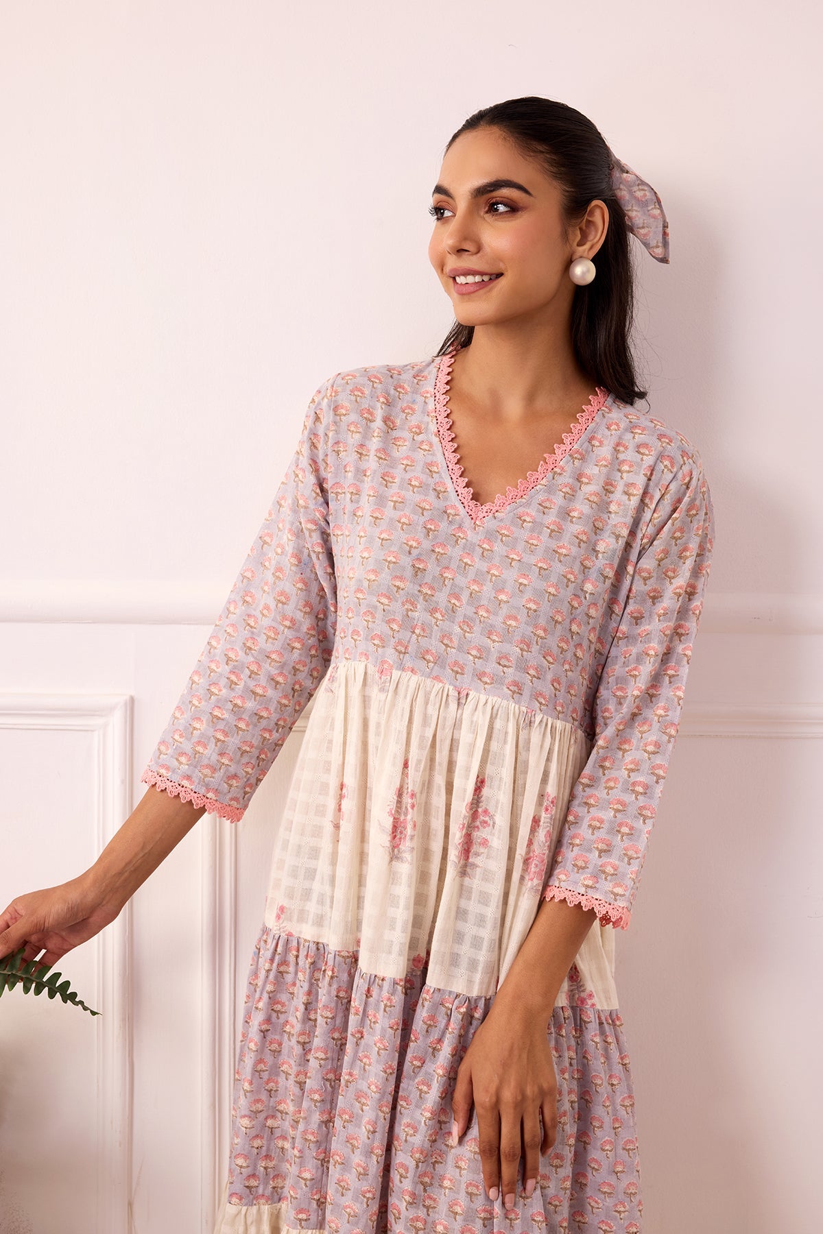 Ambarsariya Peach Tier Dress-FL