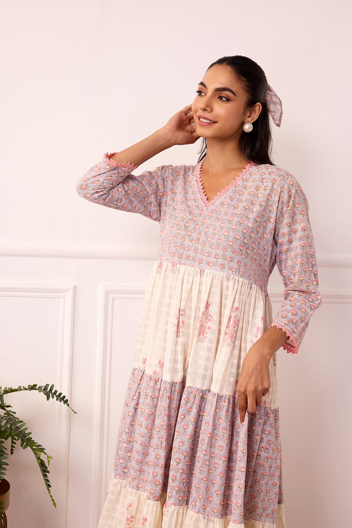 Ambarsariya Peach Tier Dress-FL