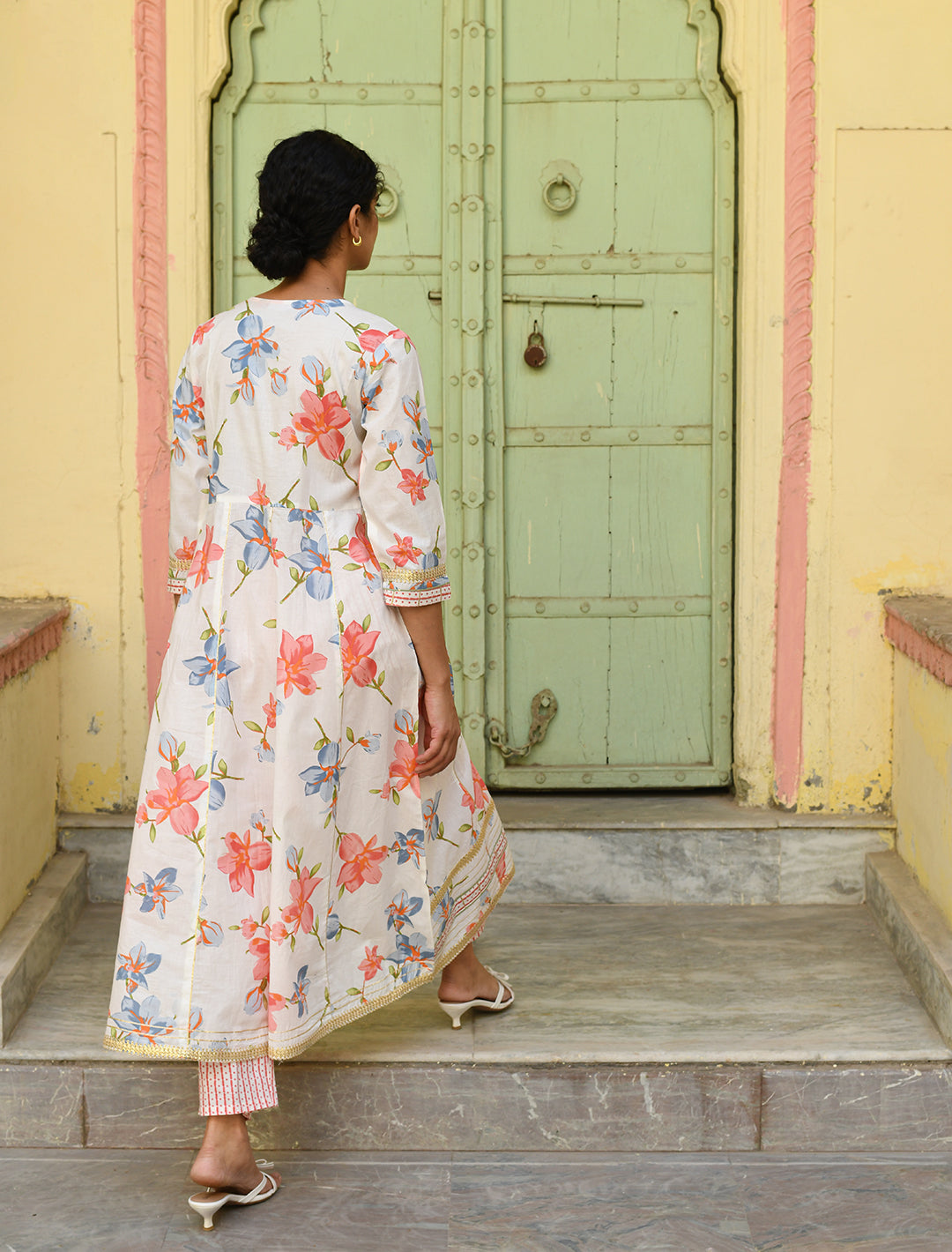 White Embroidered Cotton Suit with Dupatta