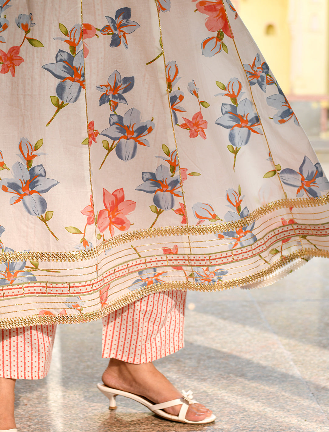 White Embroidered Cotton Suit with Dupatta