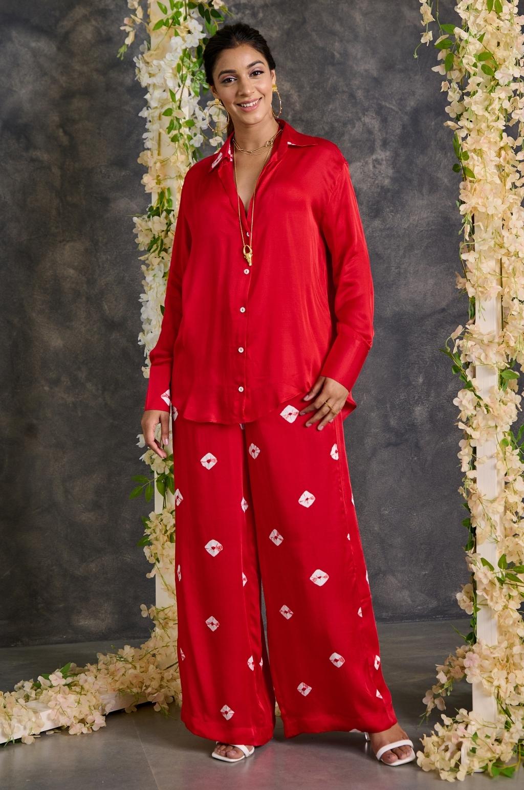Pink Bandhani Modal Satin Co-Ord Set