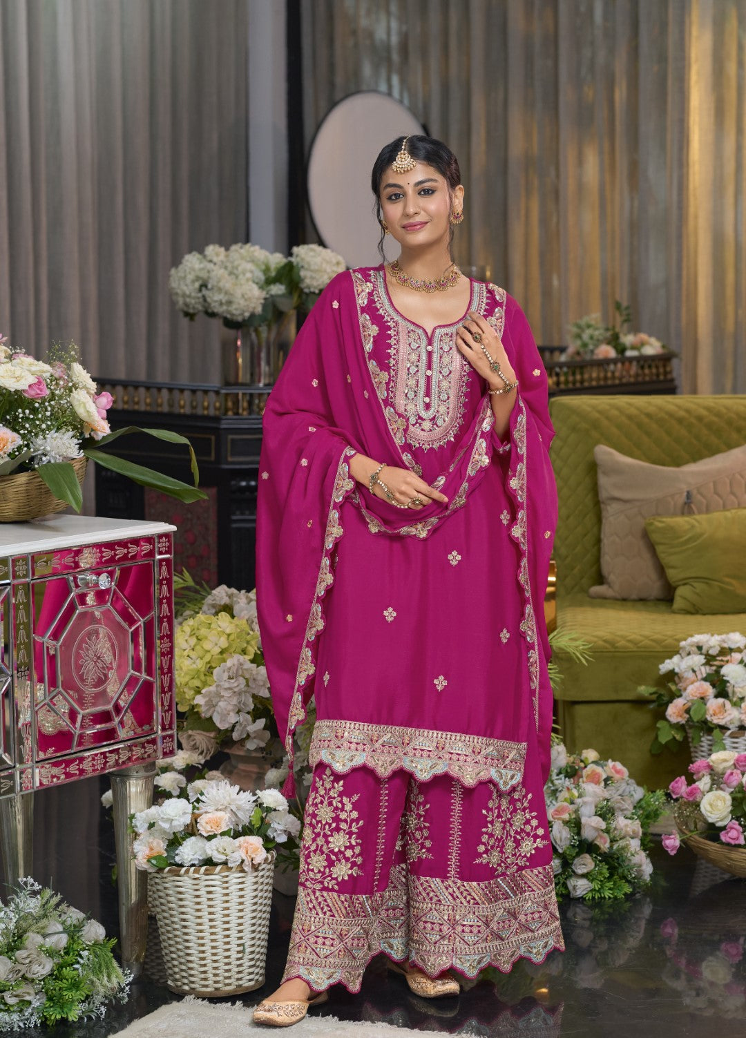 Shorba Rose Full Work Gharara Set
