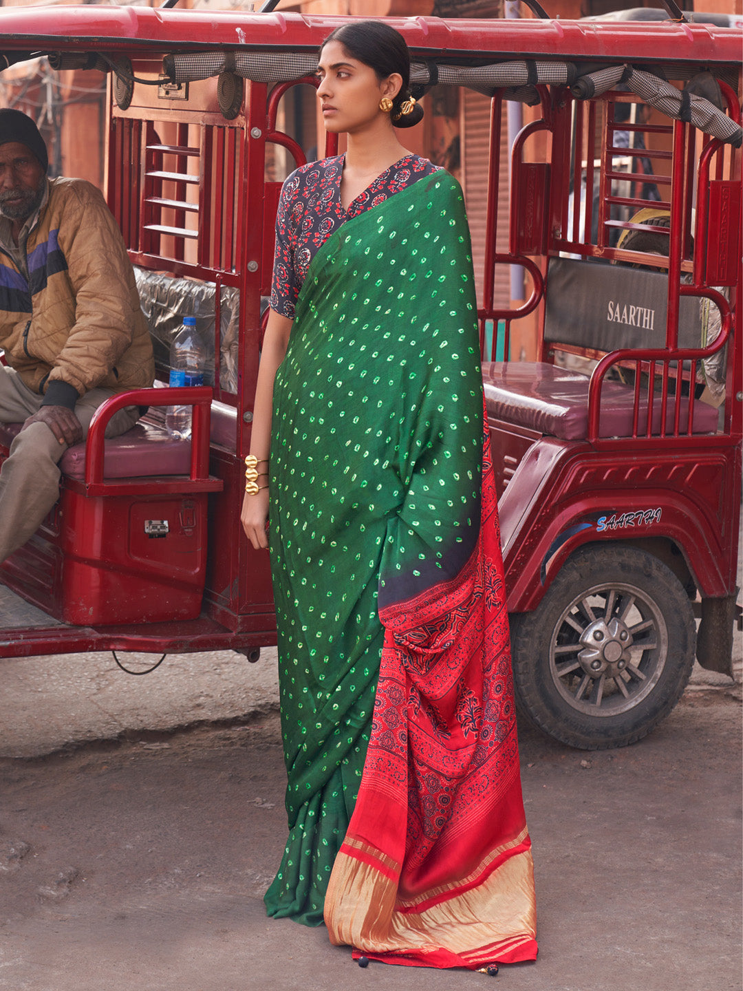 Viscose Silk Green Woven Design Designer Saree With Blouse