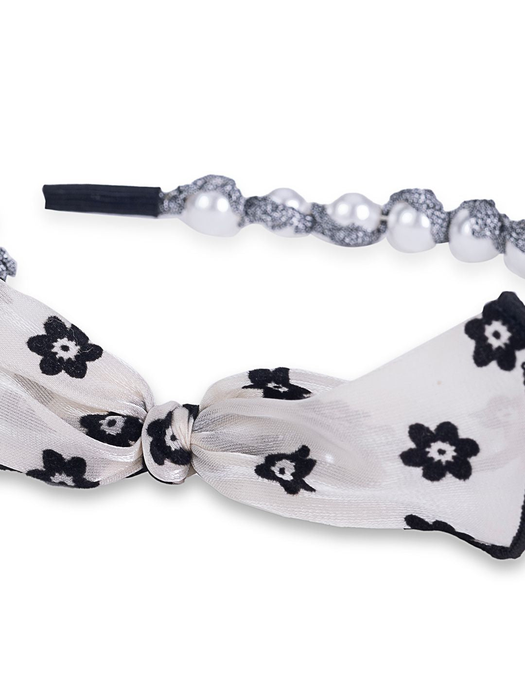 Elegant Pearl Bow Headband Blue