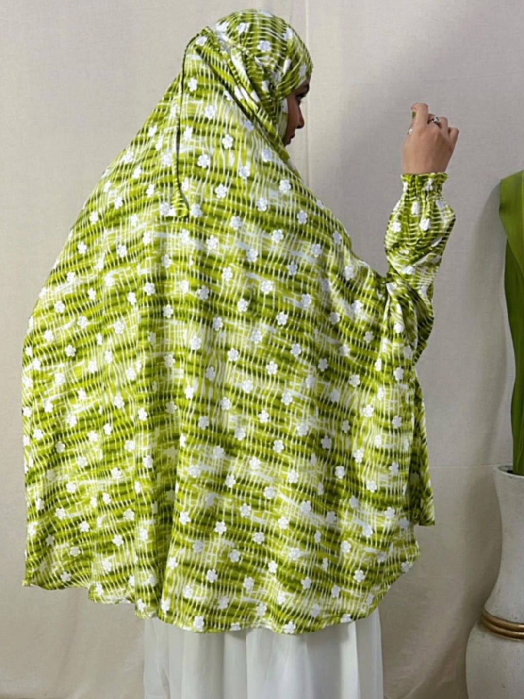 Green Embroidered Print Namaz Dupatta