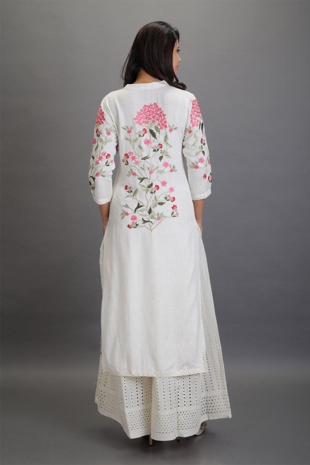 Cotton Embroidred Kurta with Heavy Hakoba embroidered Pallazos- AL