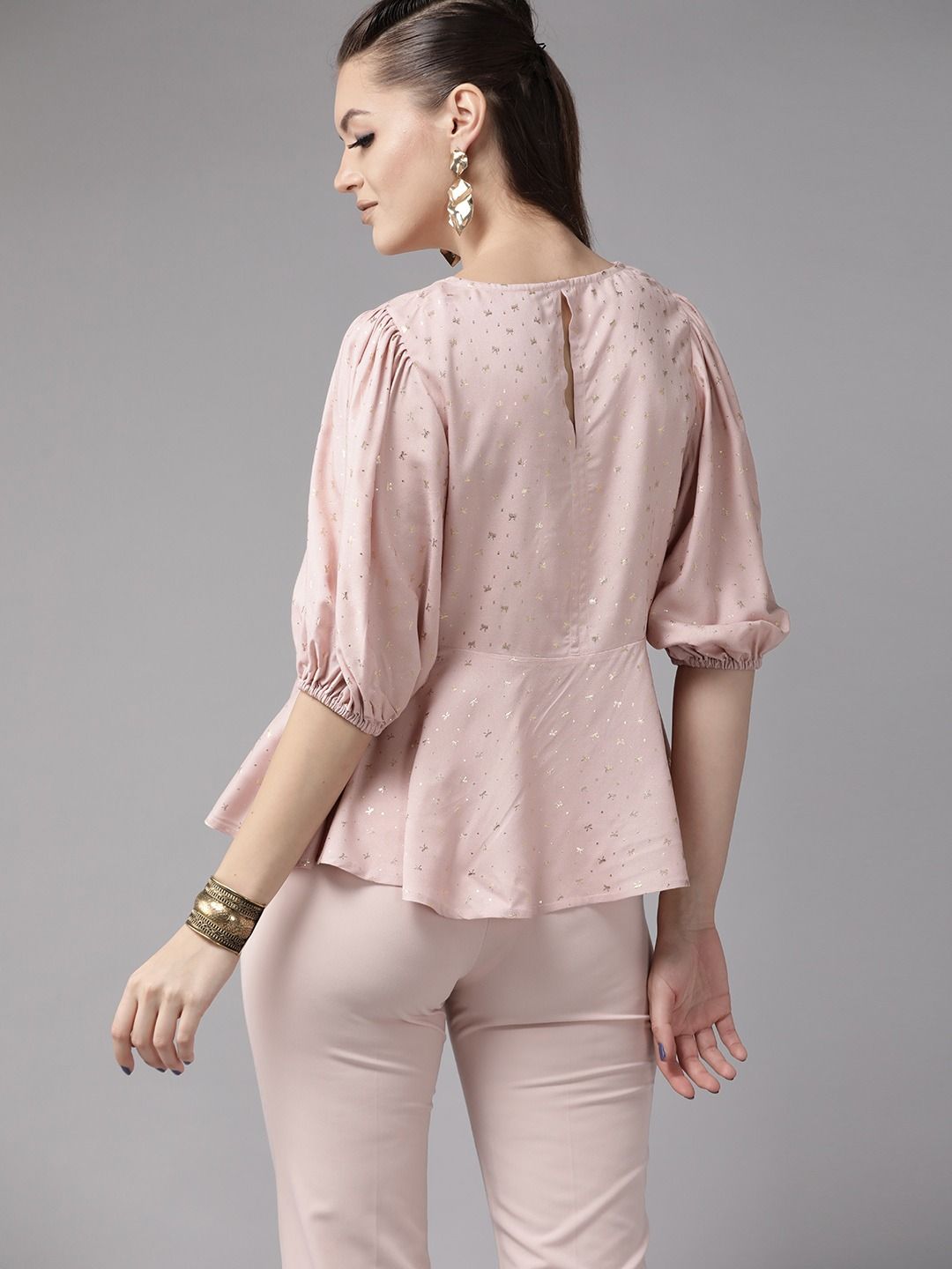 Pink Rayon Gold Foil Print Tunic