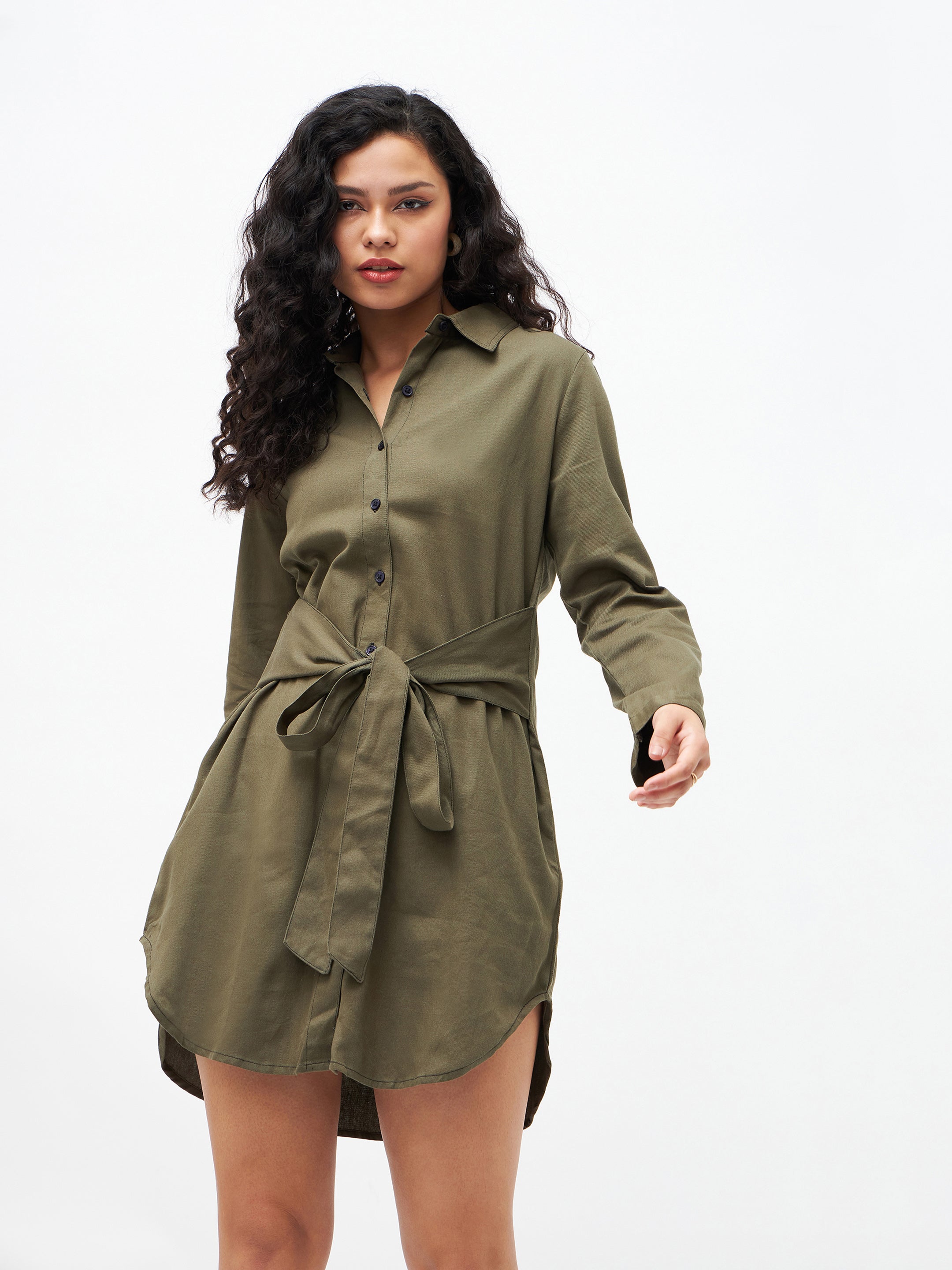 Olive Shirt Dress