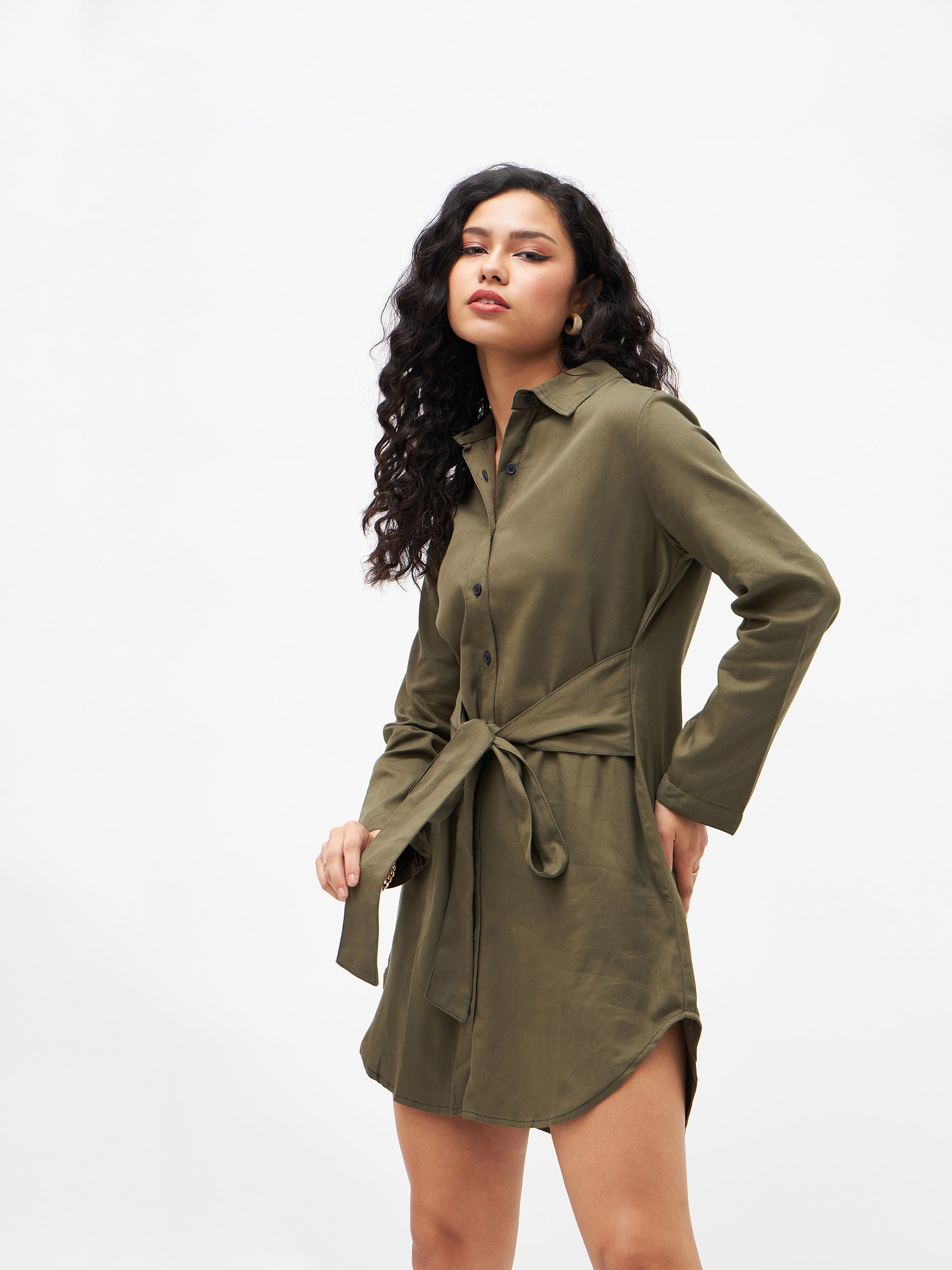 Olive Shirt Dress