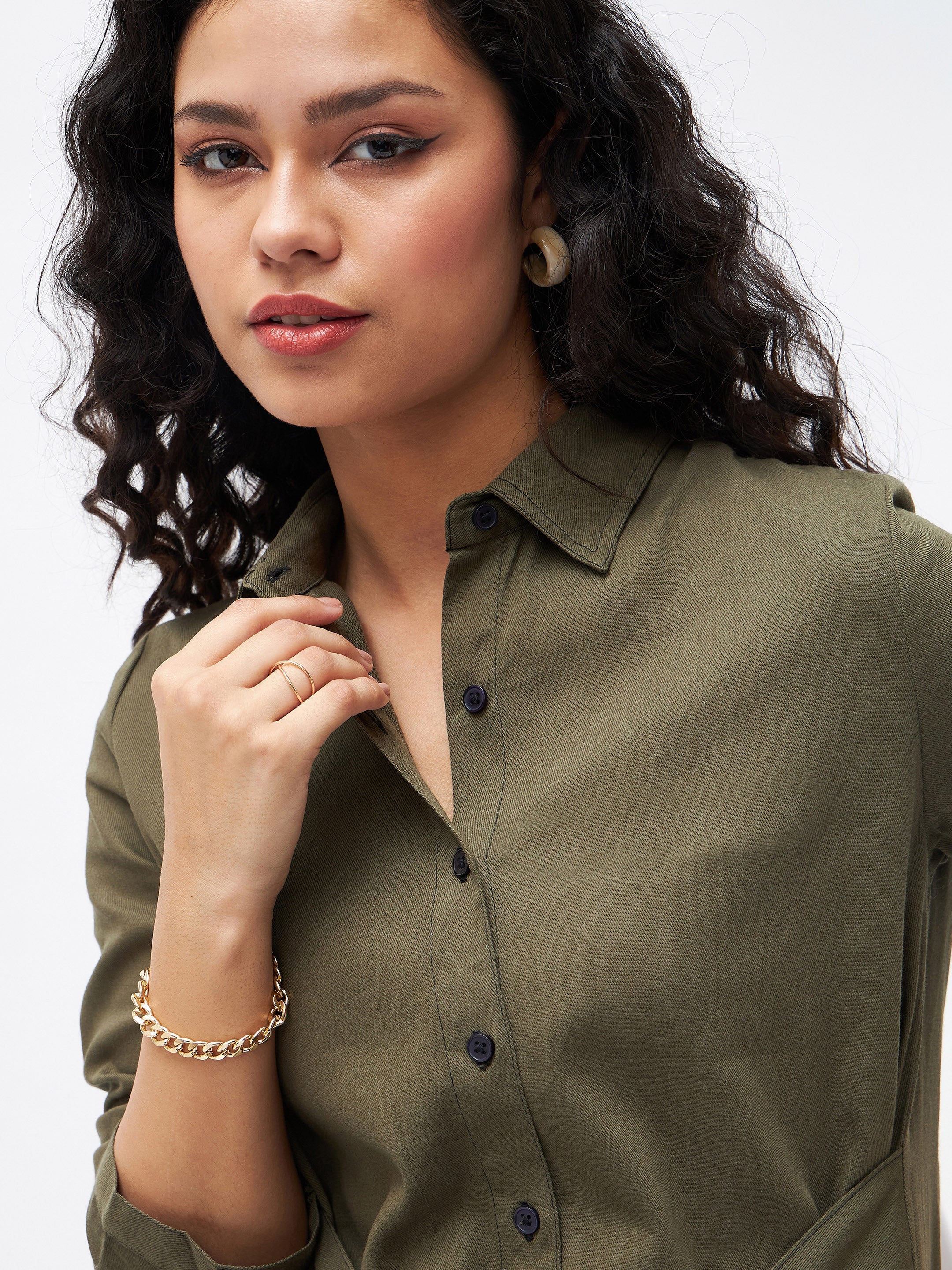 Olive Shirt Dress