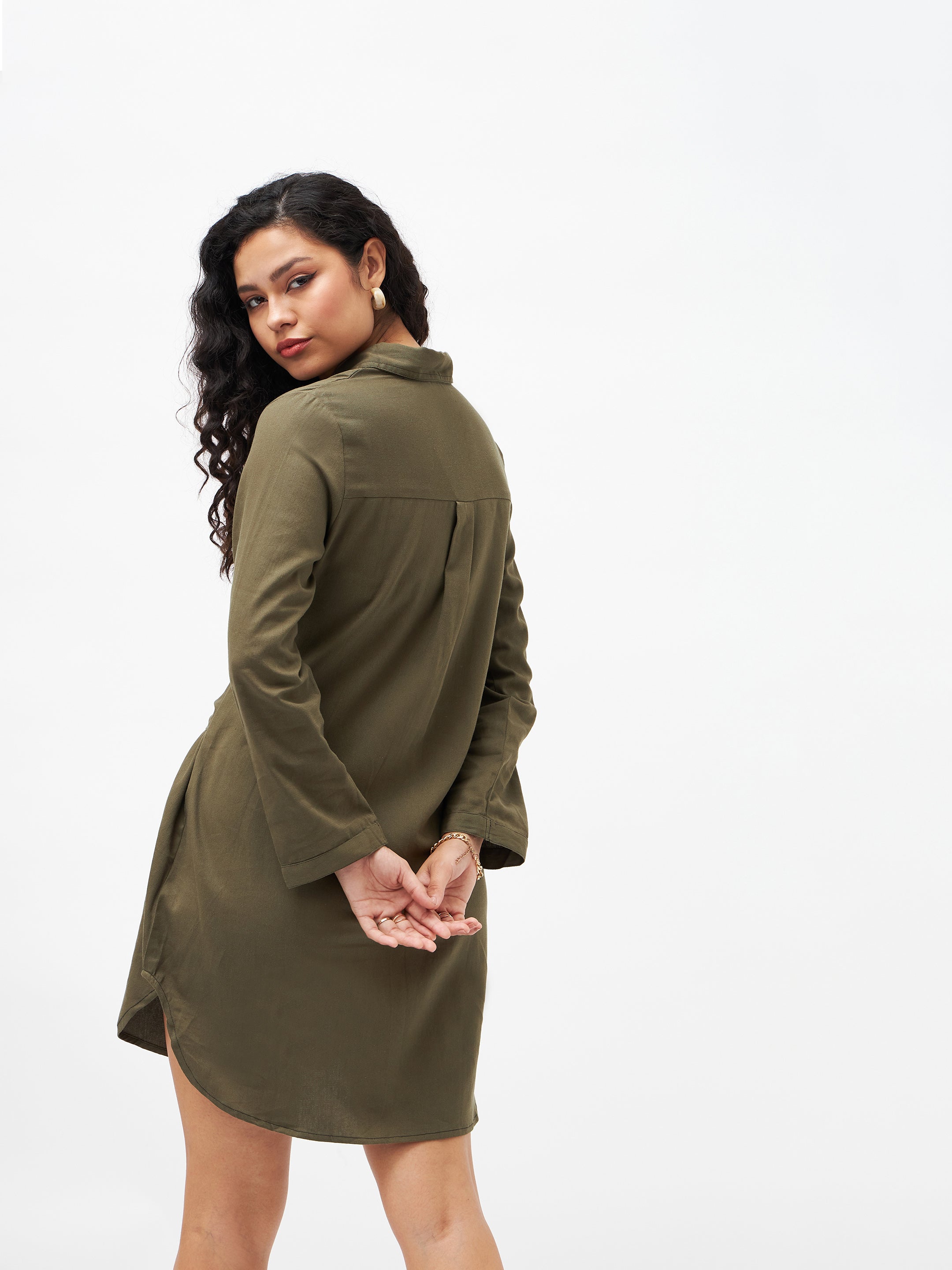 Olive Shirt Dress