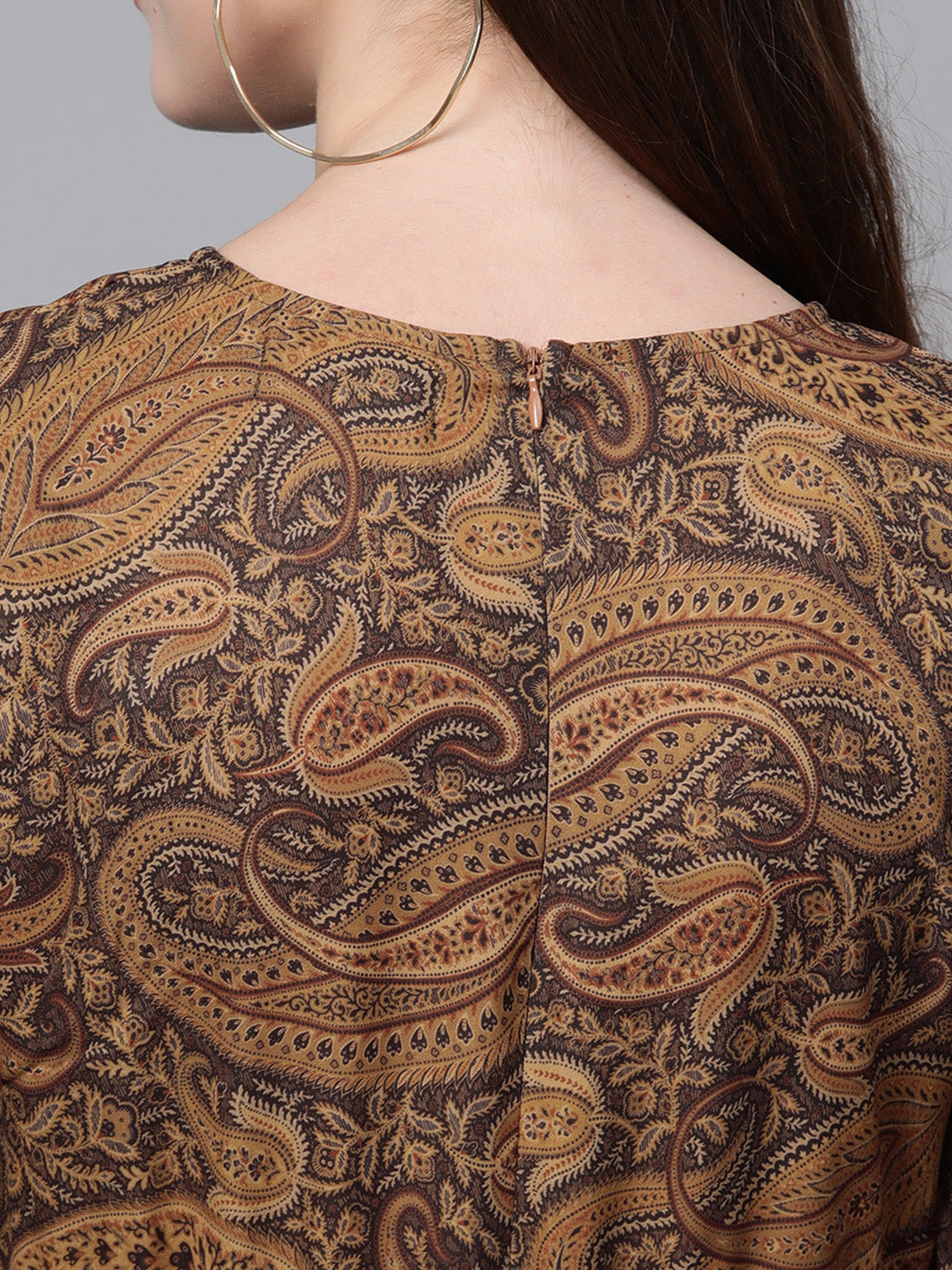 Brown Paisley Tiered Maxi