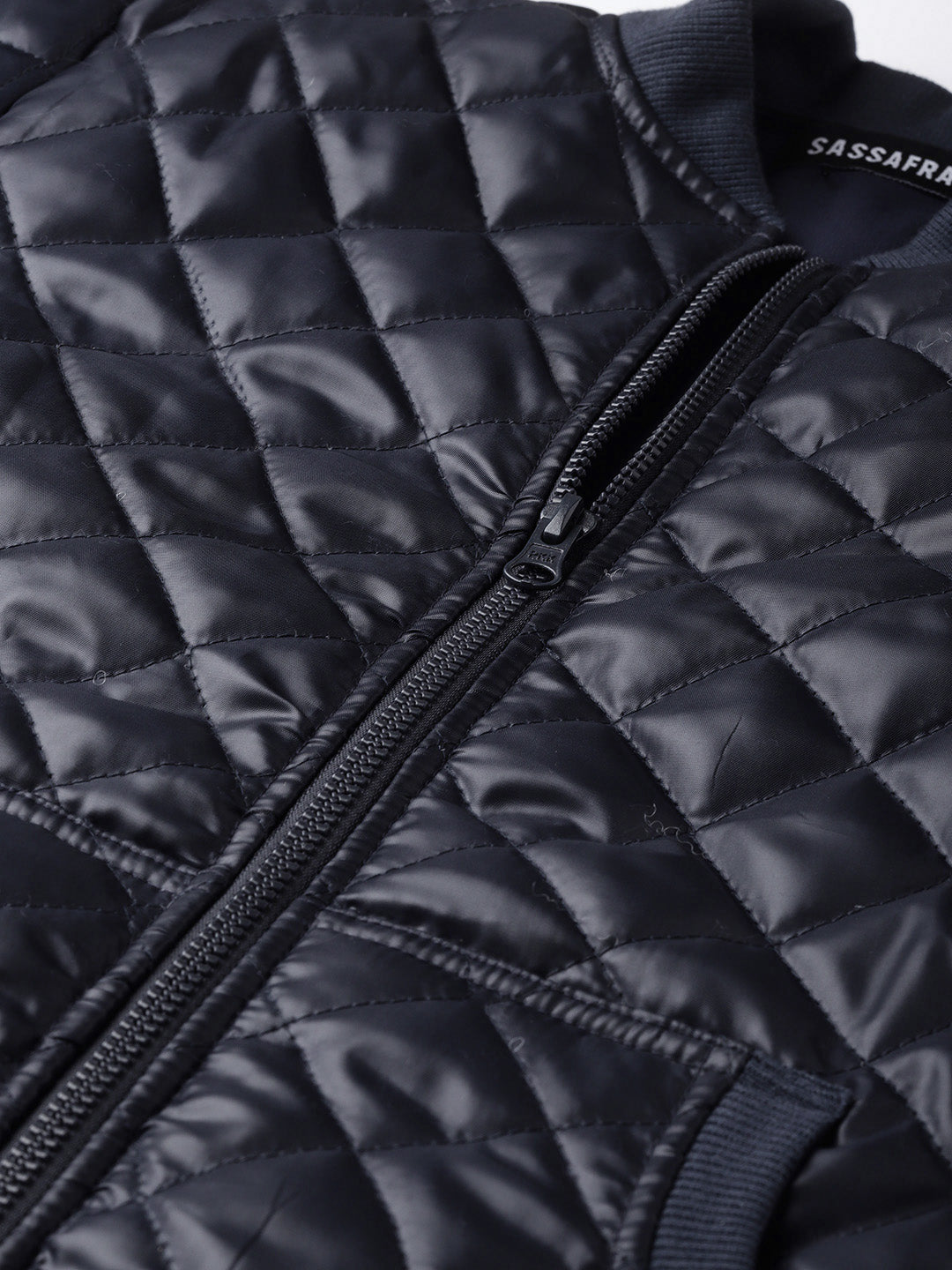 Navy Quilted Bomber Jacket