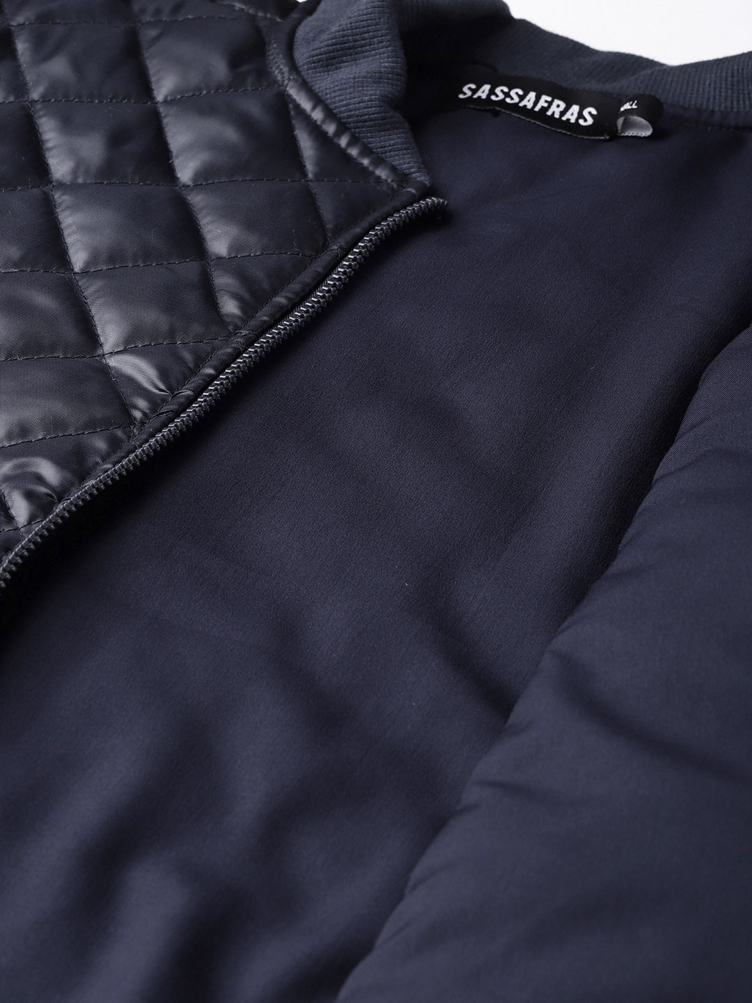 Navy Quilted Bomber Jacket