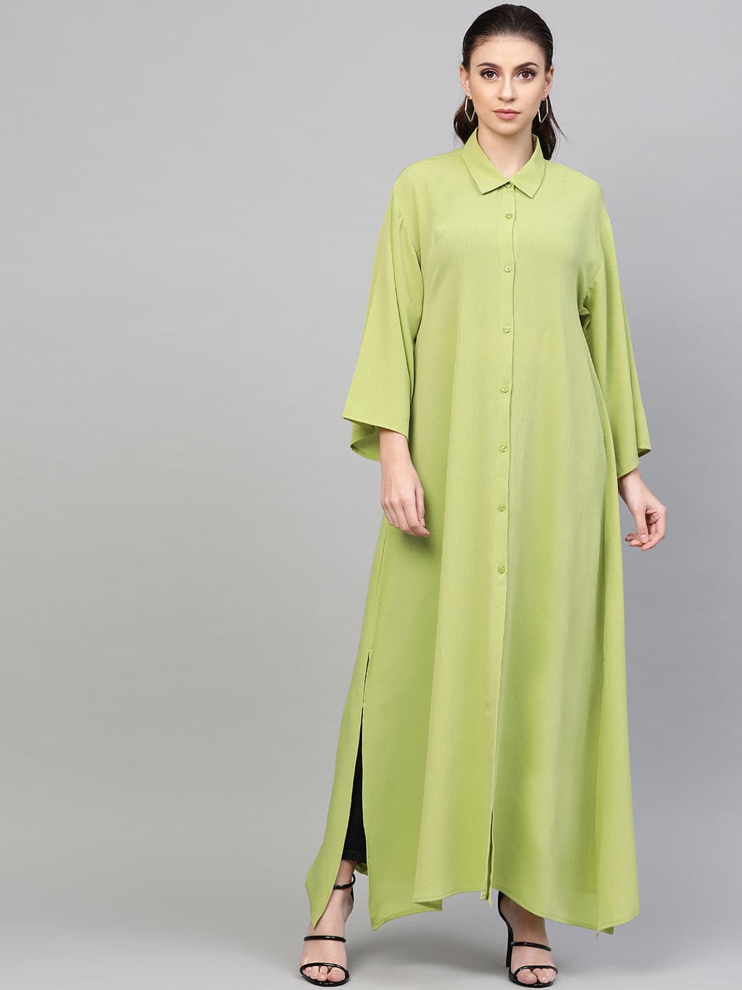 Mint Green Button Placket Longline Shrug