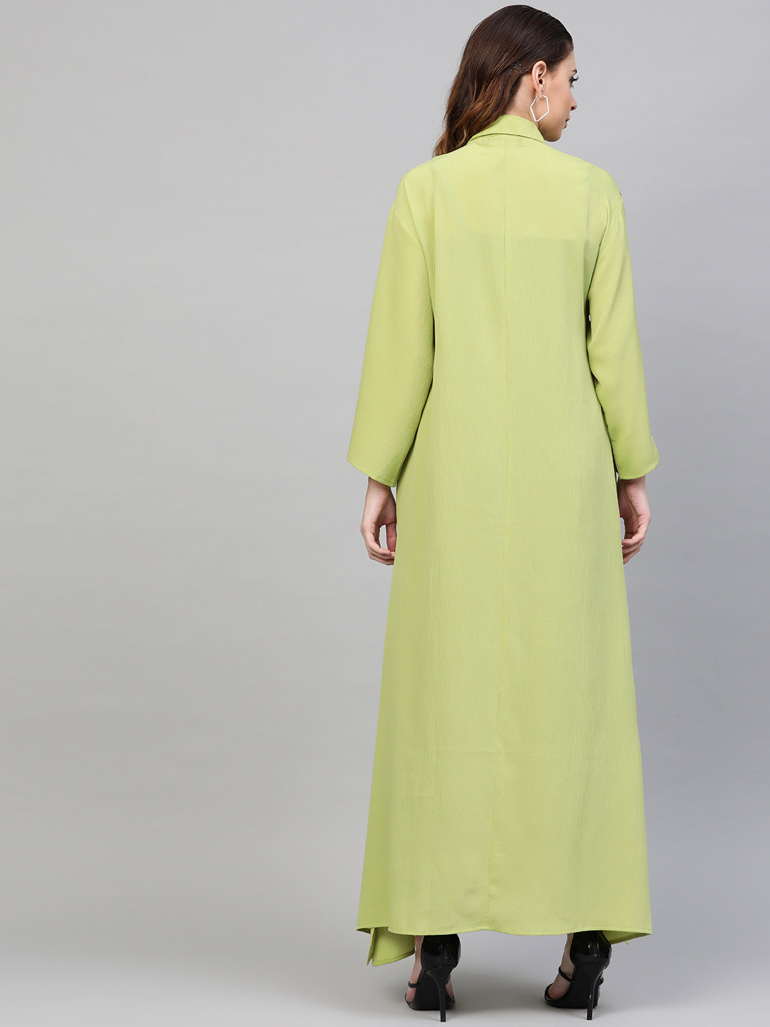 Mint Green Button Placket Longline Shrug