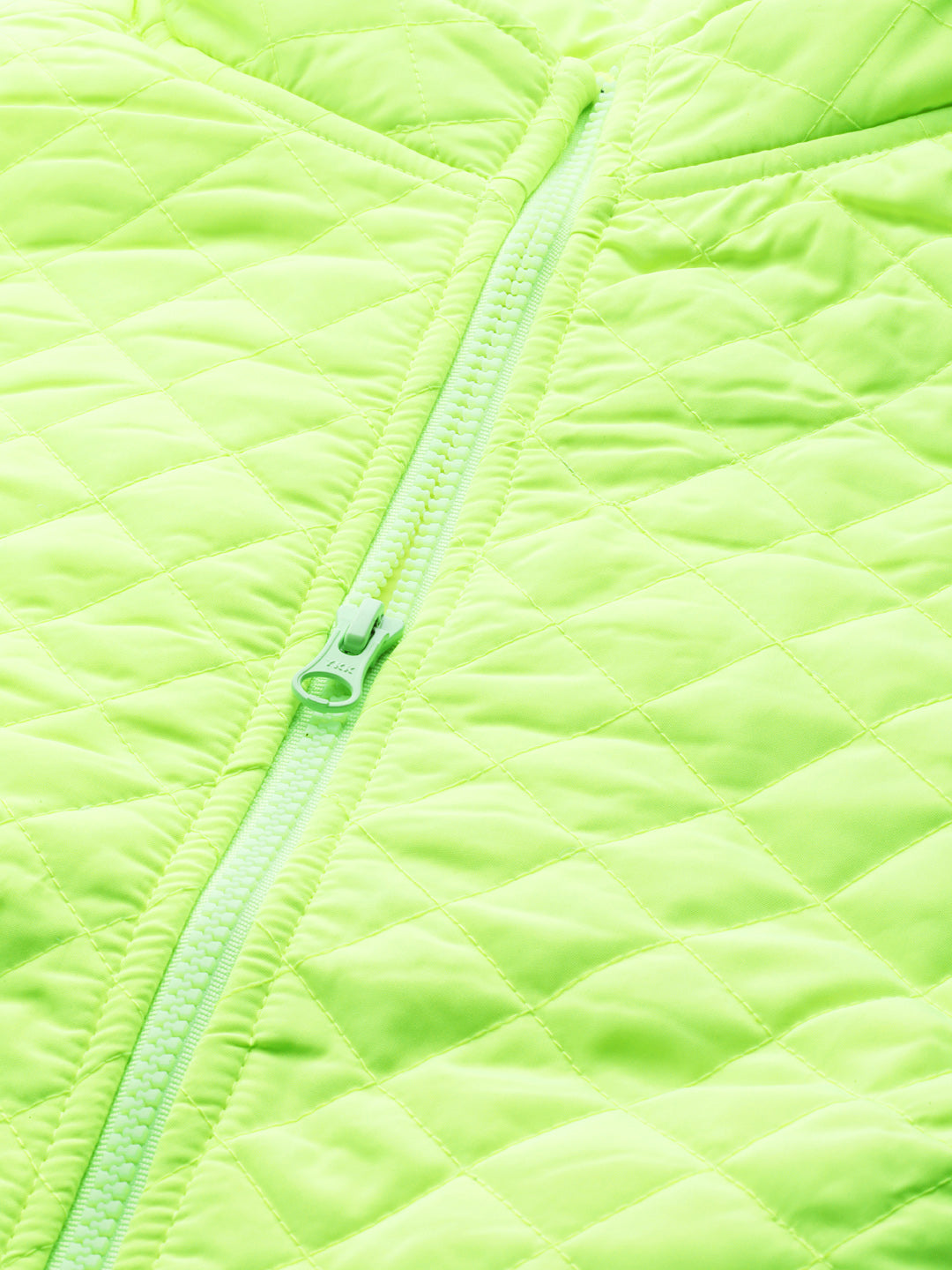 Neon Green Sleeveless Quilted Puffer Jacket