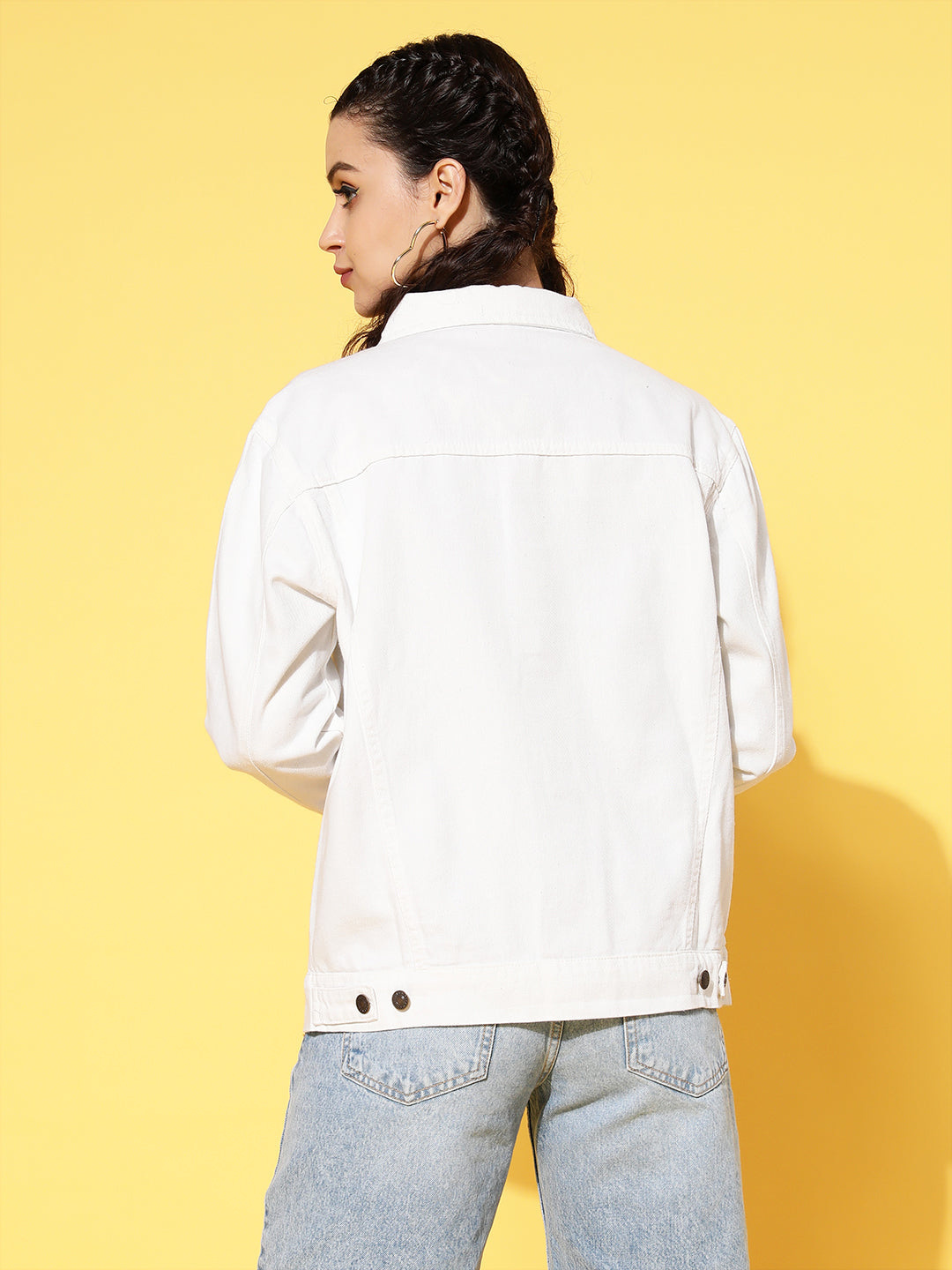 Women White Washed Denim Jacket