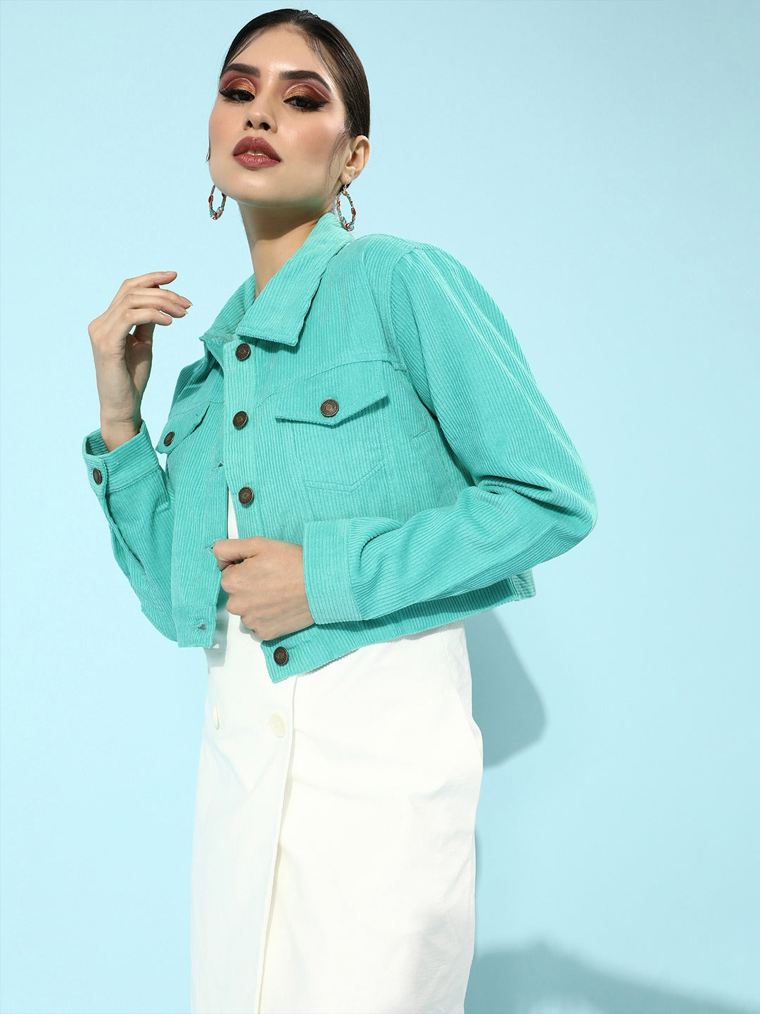 Mint Green Corduroy Trucker Jacket