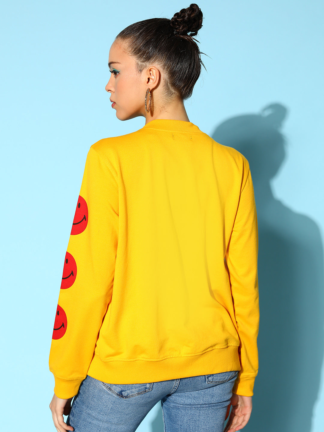 Women Yellow Terry 07 Embroidered Varsity Jacket