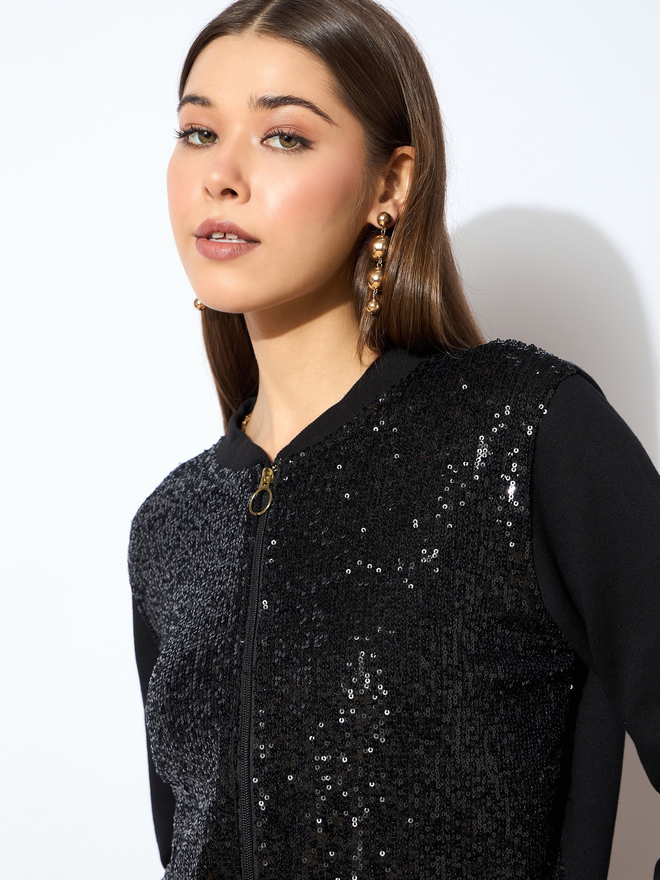 Women Black Sequin Jacket