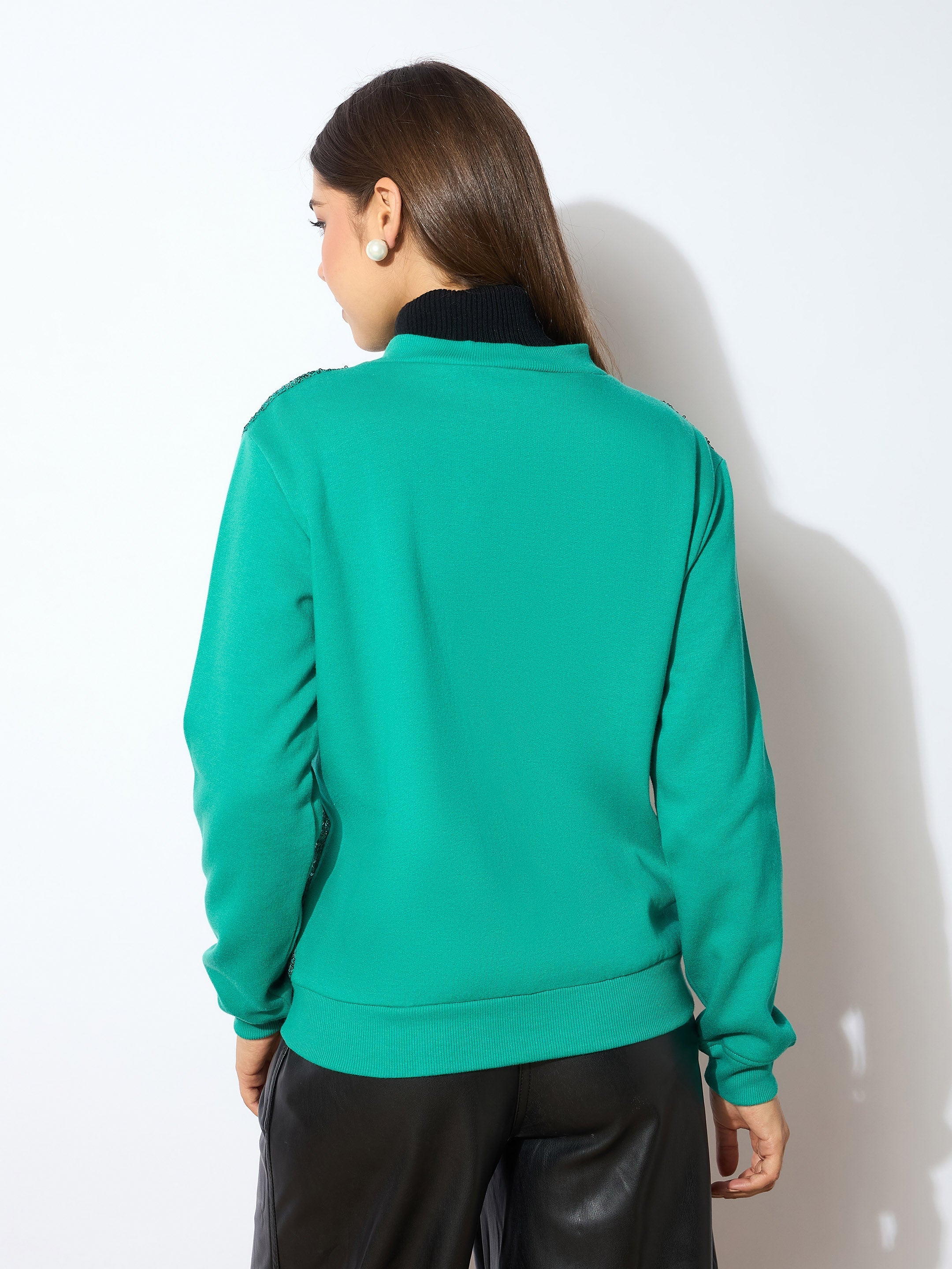 Women Green Sequin Jacket