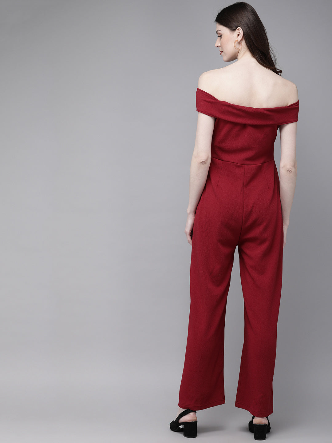 Maroon Off Shoulder Jumpsuit