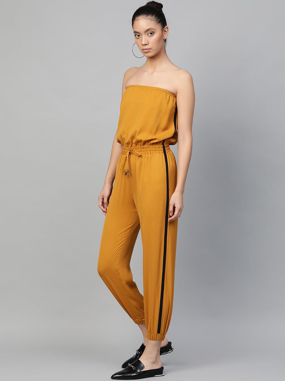 Mustard Side Tape Tube Bardot Jumpsuit