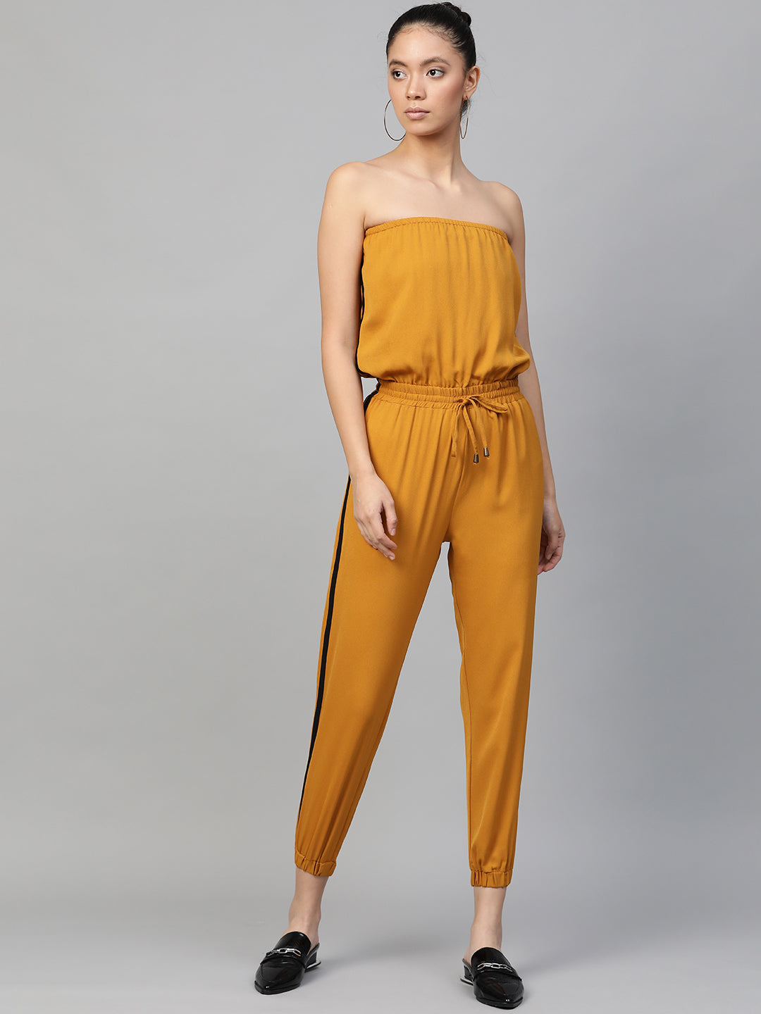 Mustard Side Tape Tube Bardot Jumpsuit